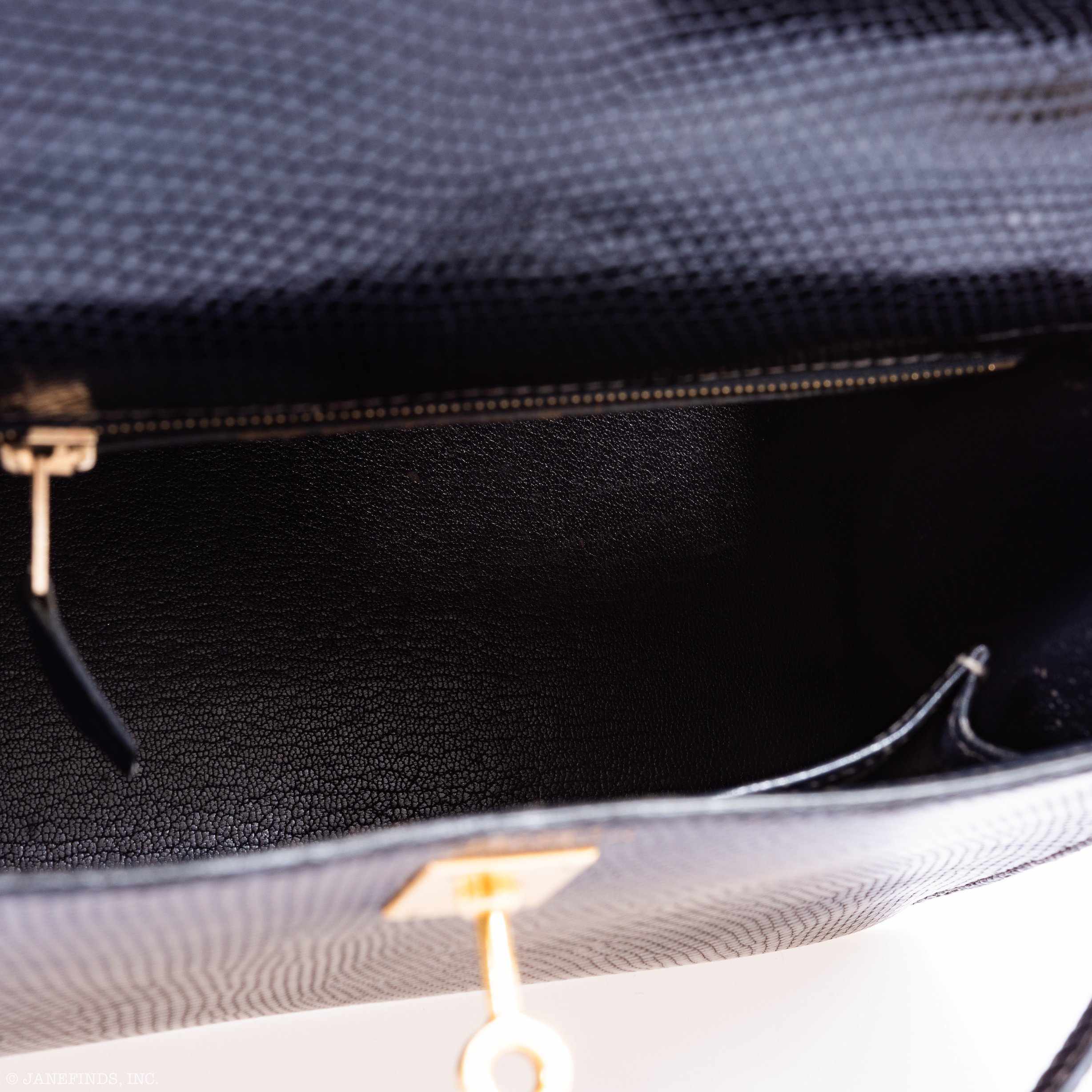 Hermès Kelly 25 Sellier Black Lizard Gold Hardware