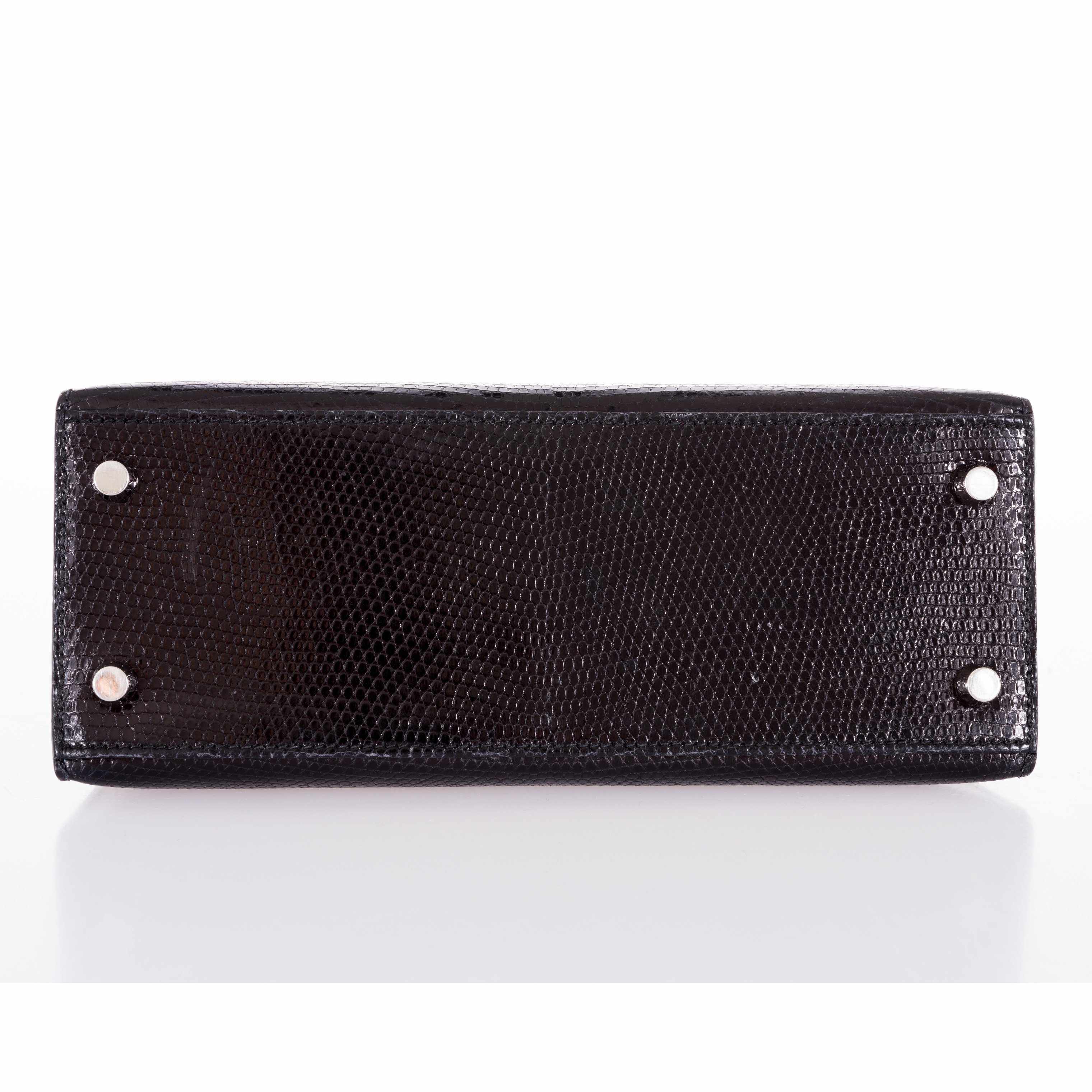 Hermès Kelly 25 Sellier Black Lizard Palladium Hardware
