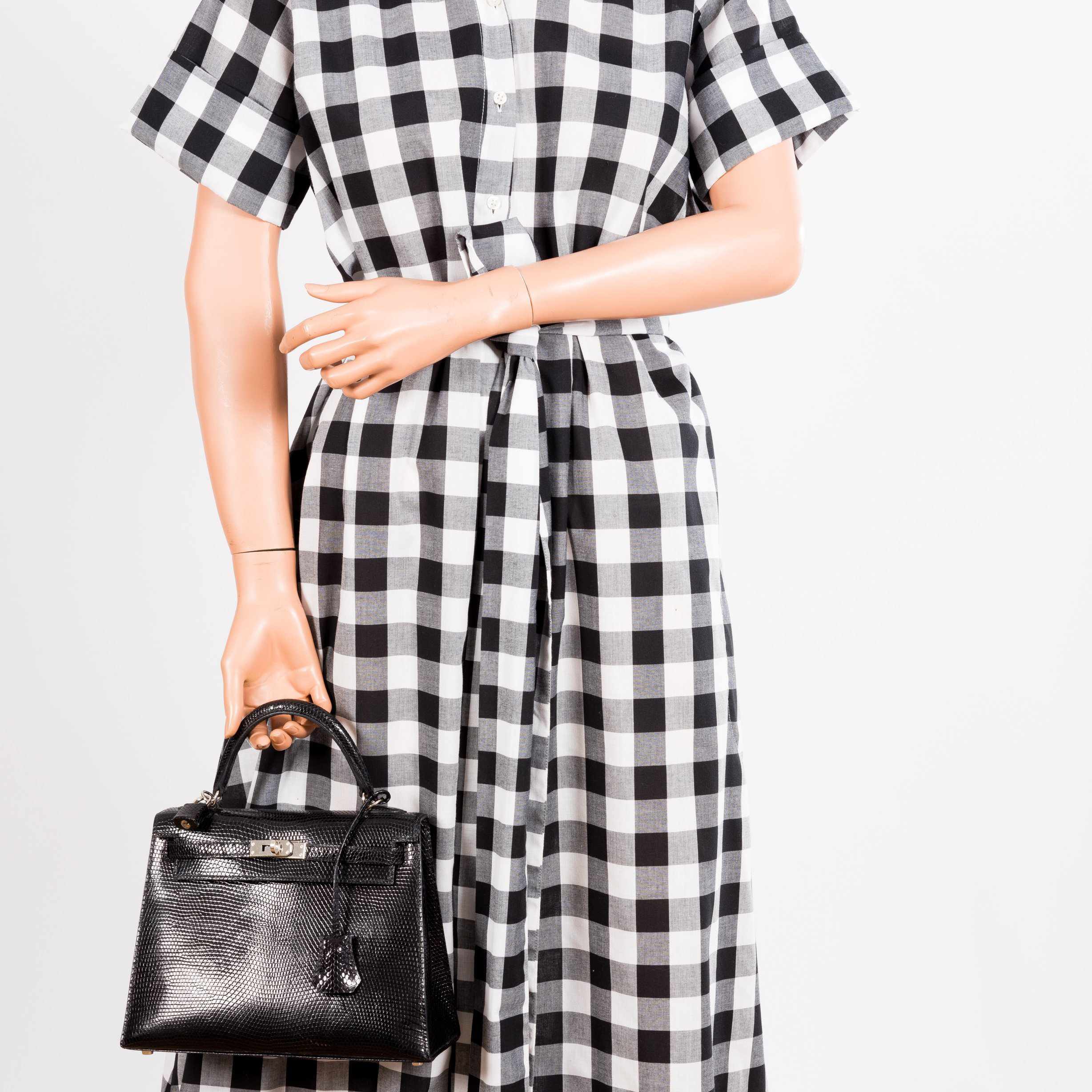 Hermès Kelly 25 Sellier Black Lizard Palladium Hardware