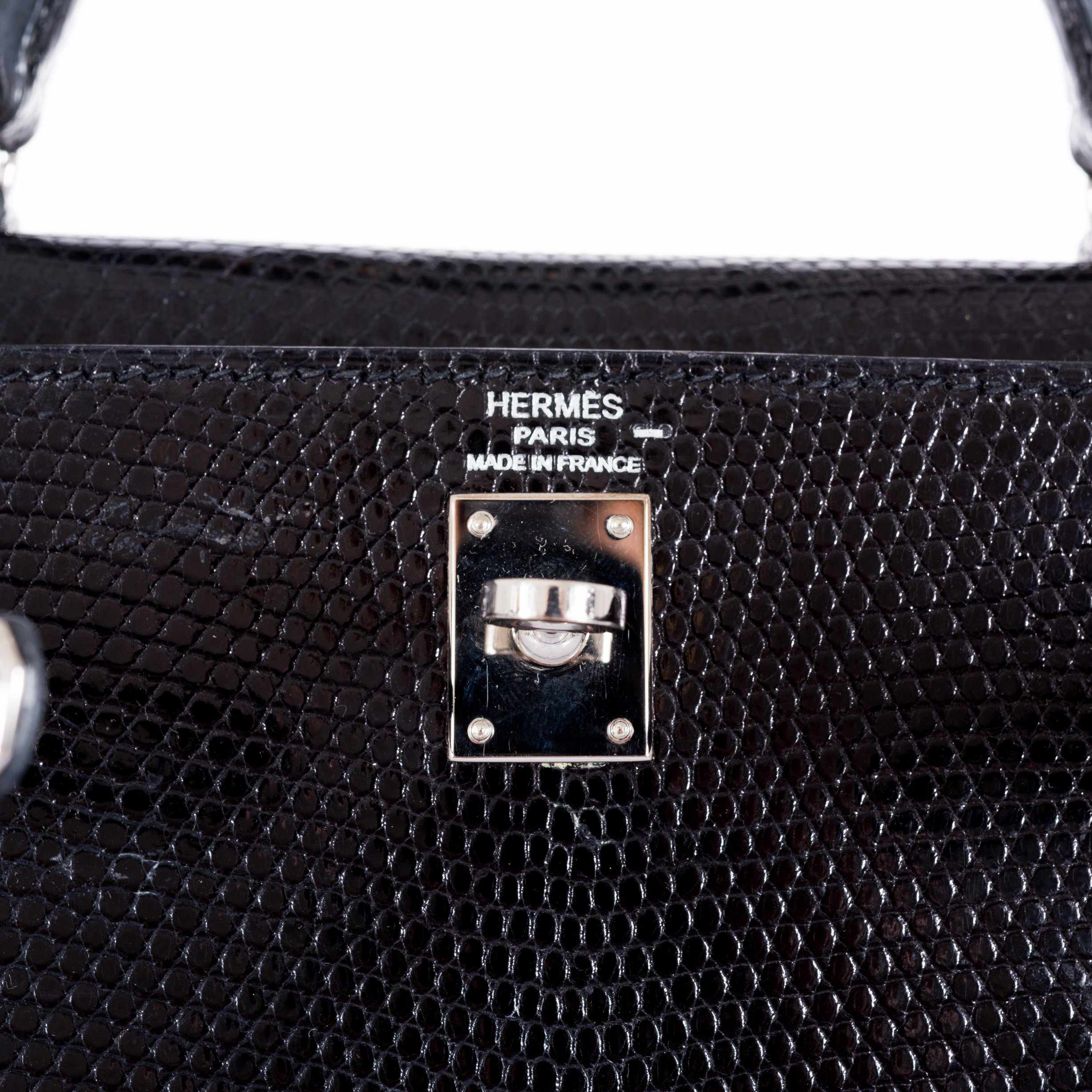 Hermès Kelly 25 Sellier Black Lizard Palladium Hardware