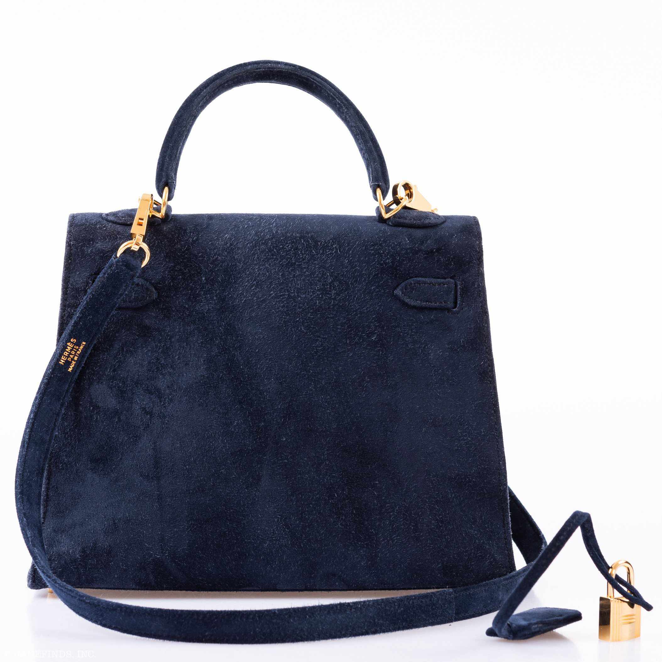 Hermès Kelly 25 Sellier Blue Sapphire Suede Gold Hardware
