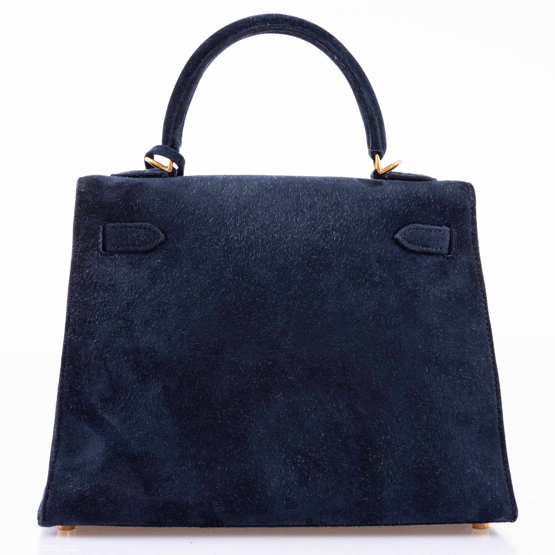 Hermès Kelly 25 Sellier Blue Sapphire Suede Gold Hardware