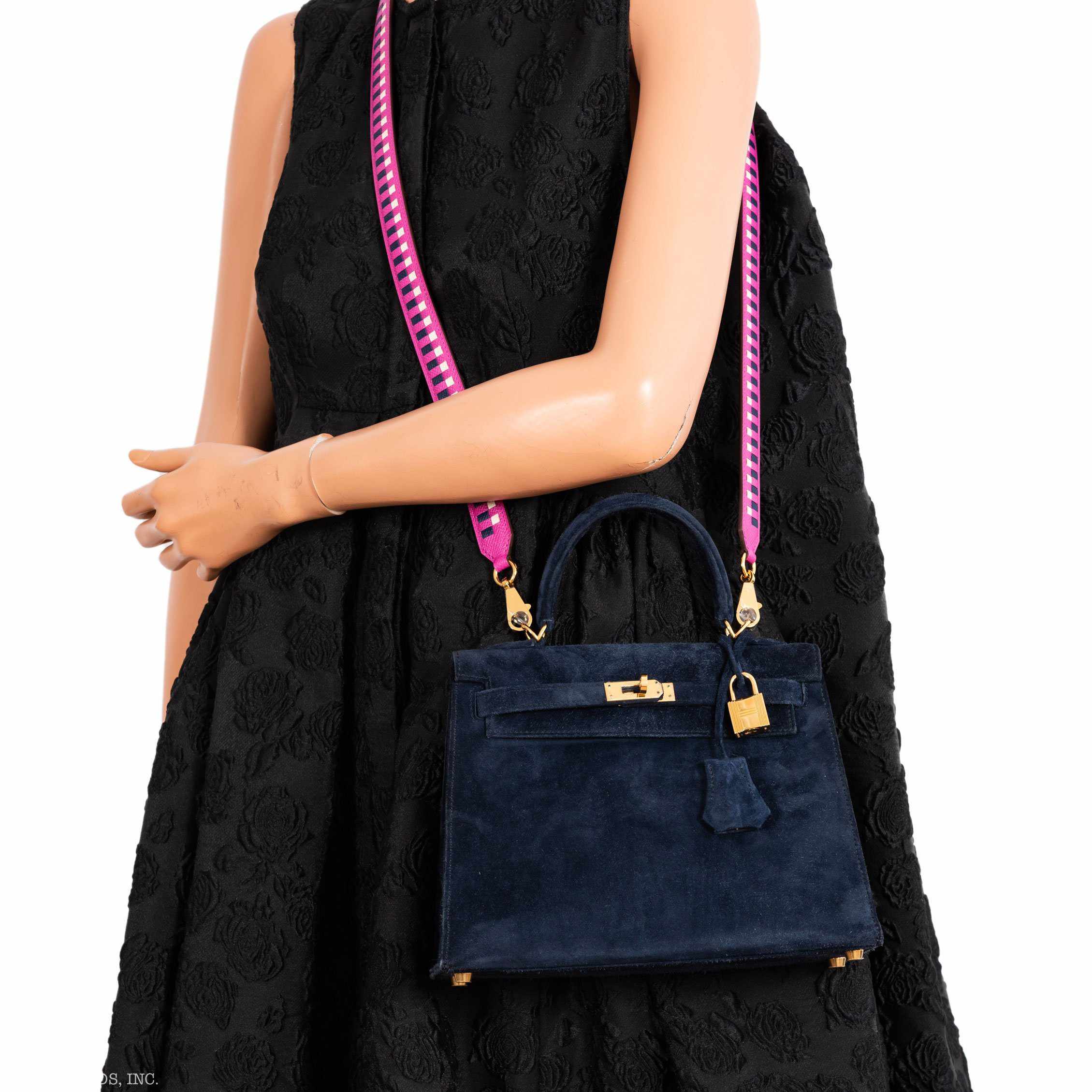 Hermès Kelly 25 Sellier Blue Sapphire Suede Gold Hardware