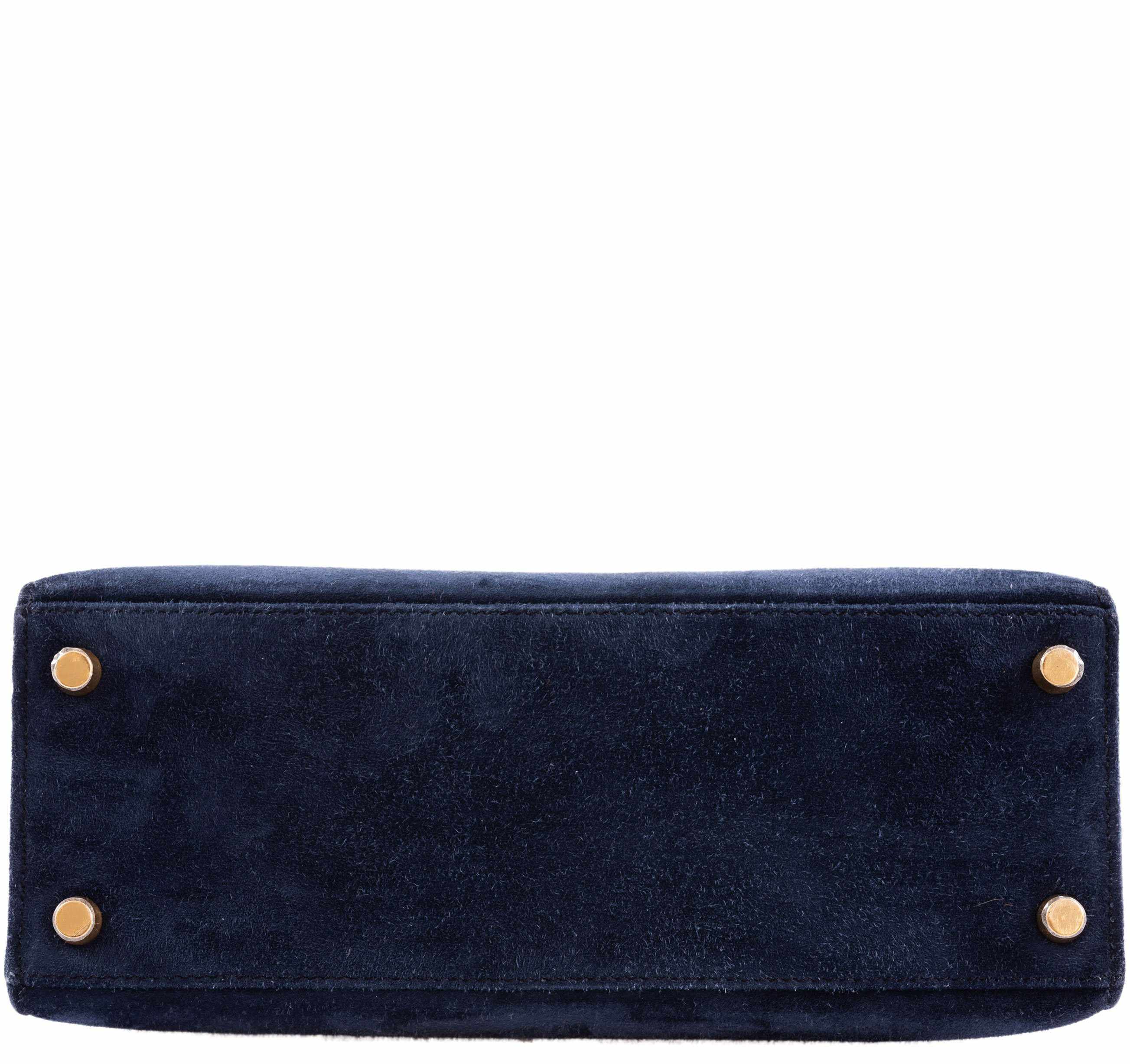 Hermès Kelly 25 Sellier Blue Sapphire Suede Gold Hardware