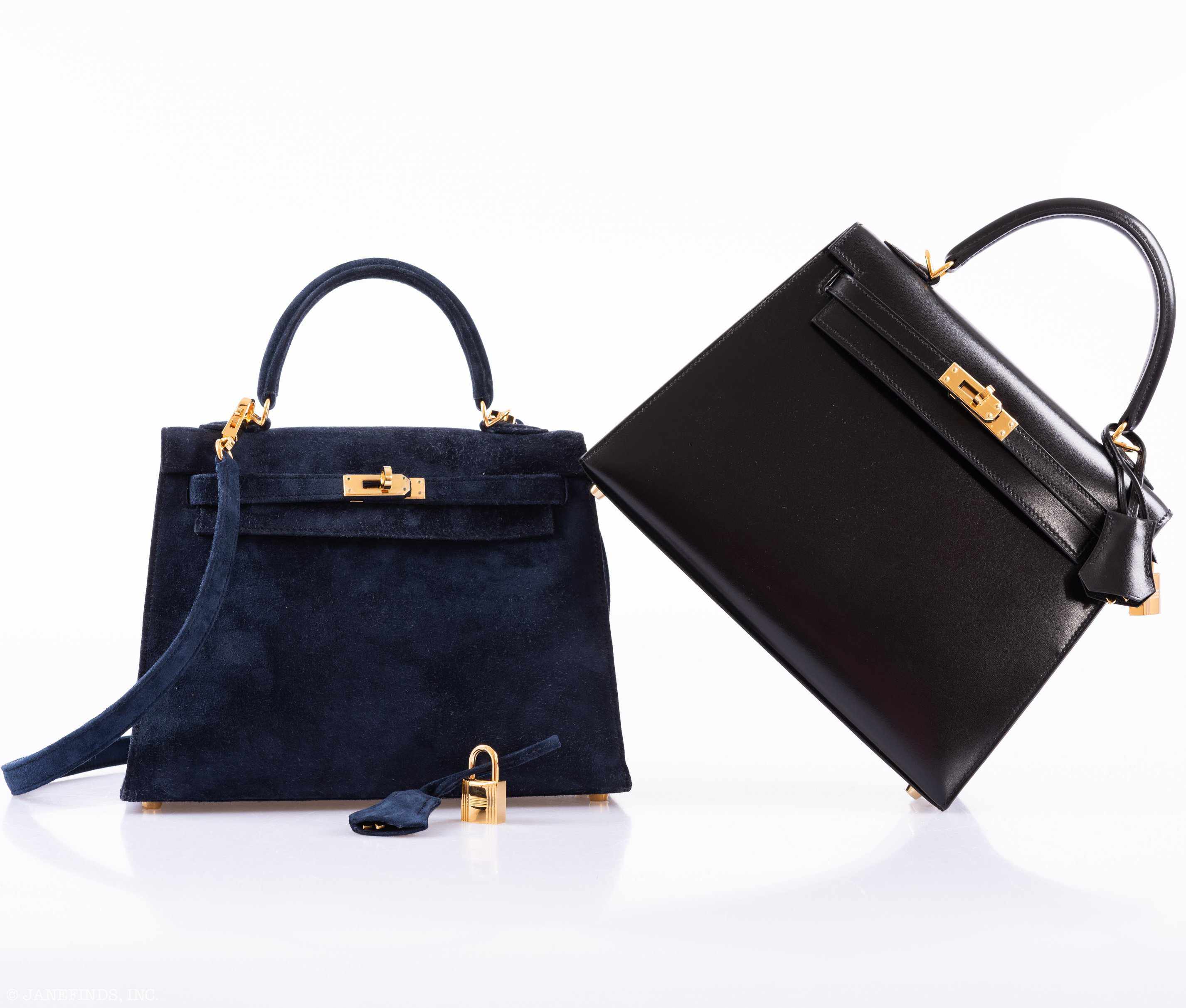 Hermès Kelly 25 Sellier Blue Sapphire Suede Gold Hardware