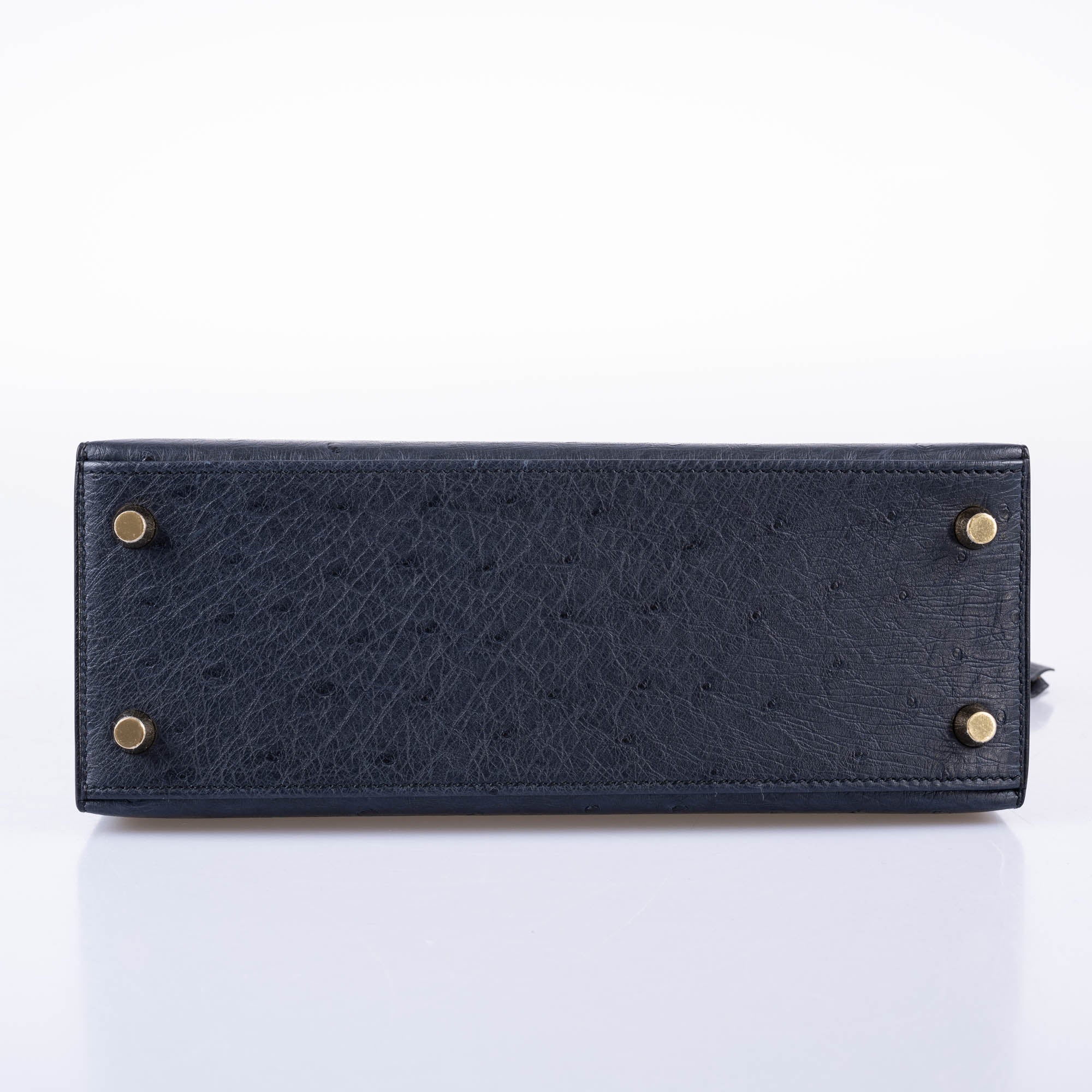 Hermès Kelly 25 Sellier Indigo Ostrich leather Gold Hardware