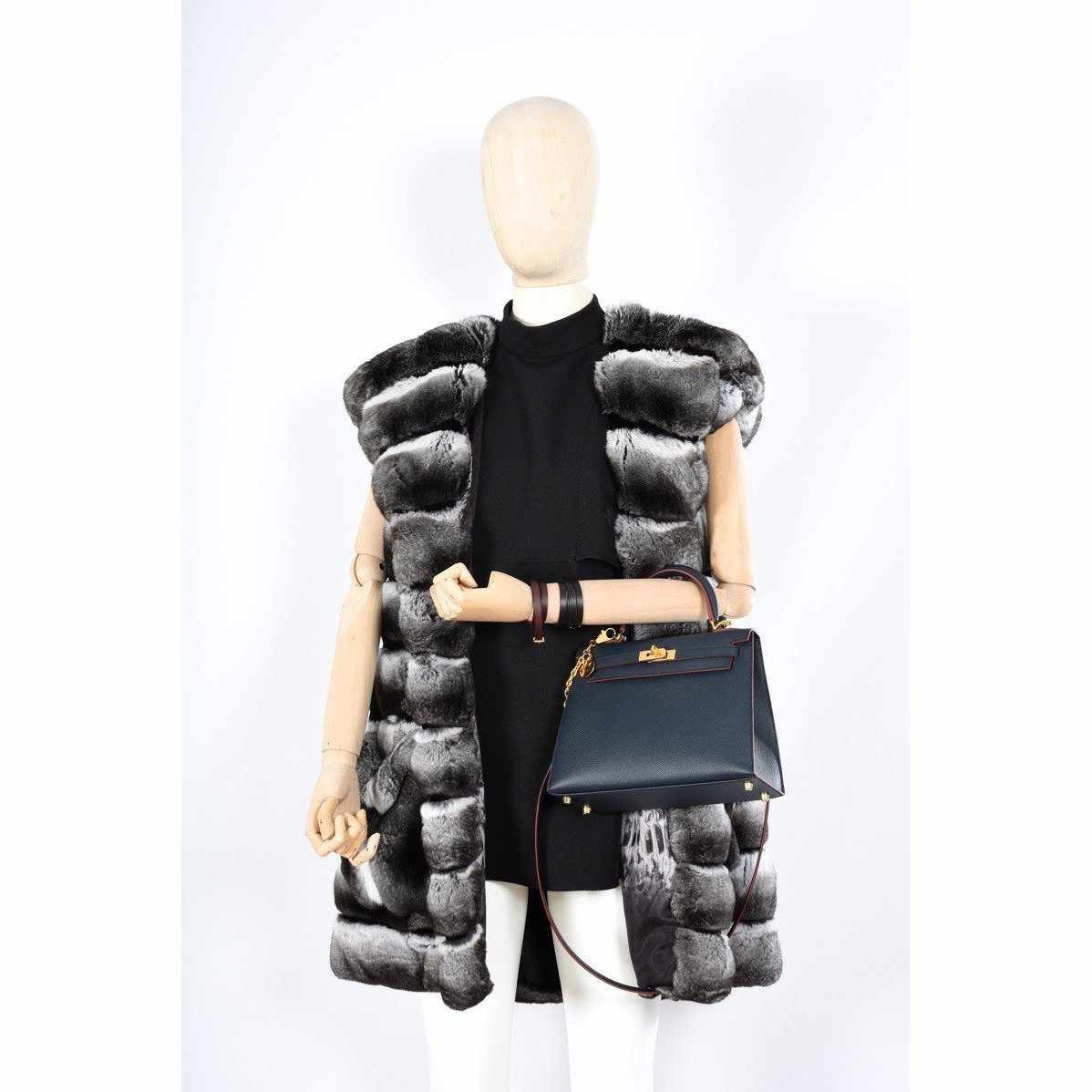 Hermès Kelly 25 Sellier Indigo and Rouge H Contour and Gold Epsom Gold Hardware