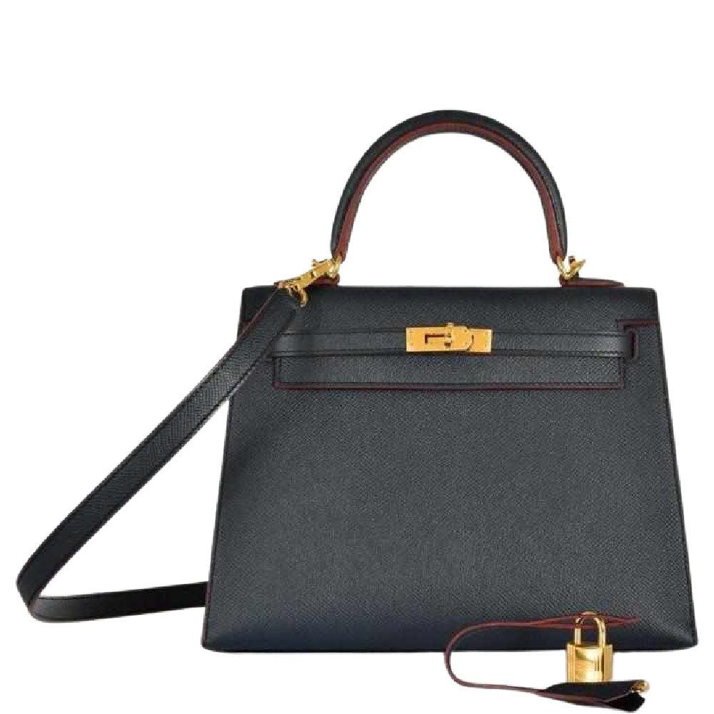 Hermès Kelly 25 Sellier Indigo and Rouge H Contour and Gold Epsom Gold