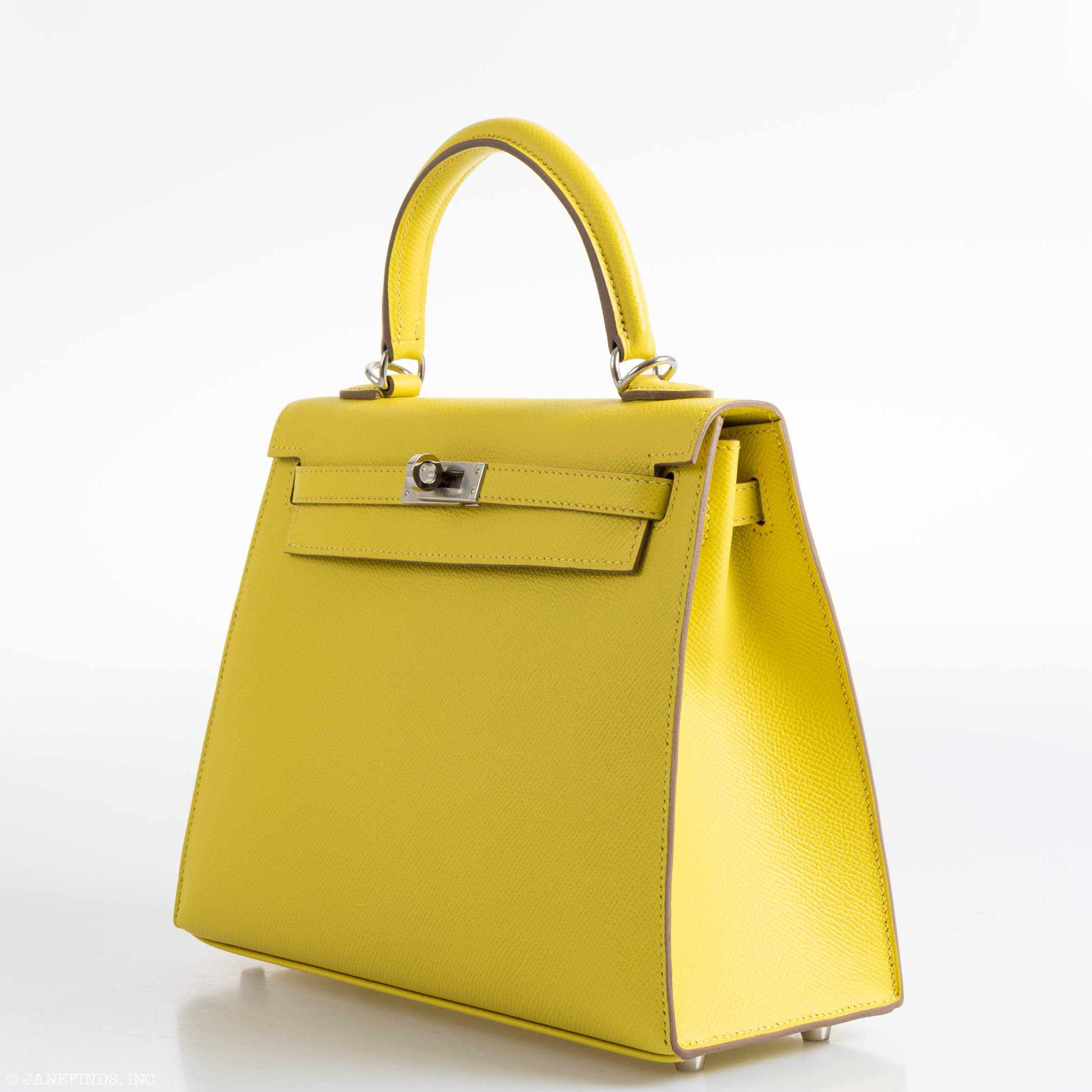 Hermès Kelly 25 Sellier Lime Epsom Palladium Hardware