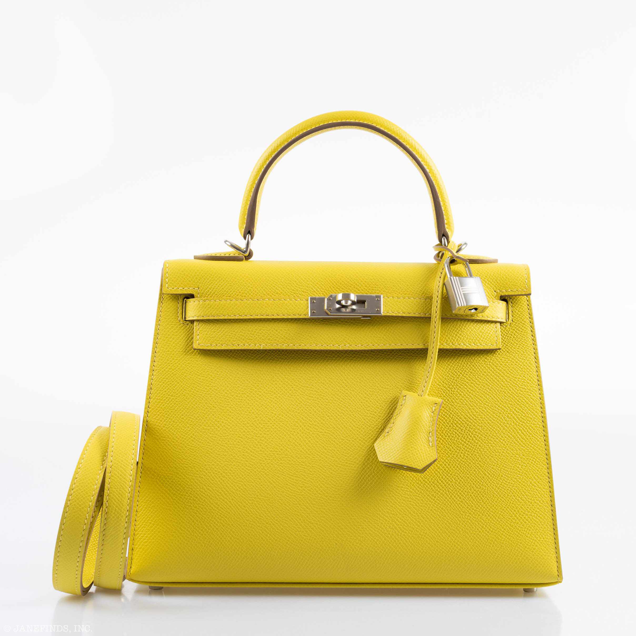 Hermès Kelly 25 Sellier Lime Epsom Palladium Hardware