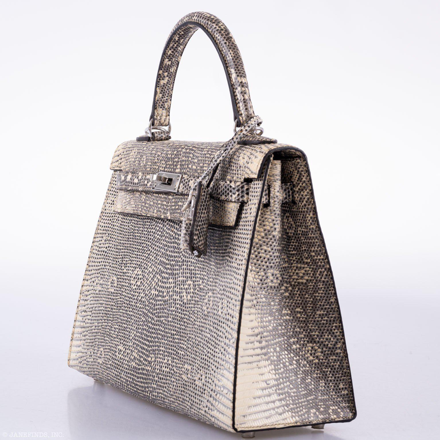 Hermès Kelly 25 Sellier Ombre Lizard Palladium Hardware