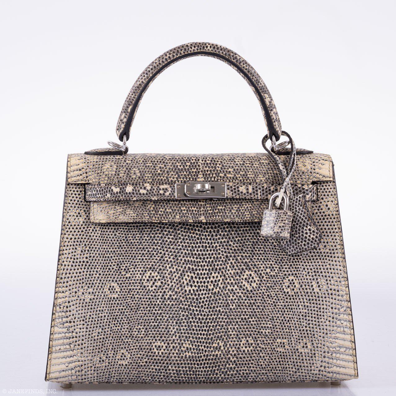 Hermès Kelly 25 Sellier Ombre Lizard Palladium Hardware