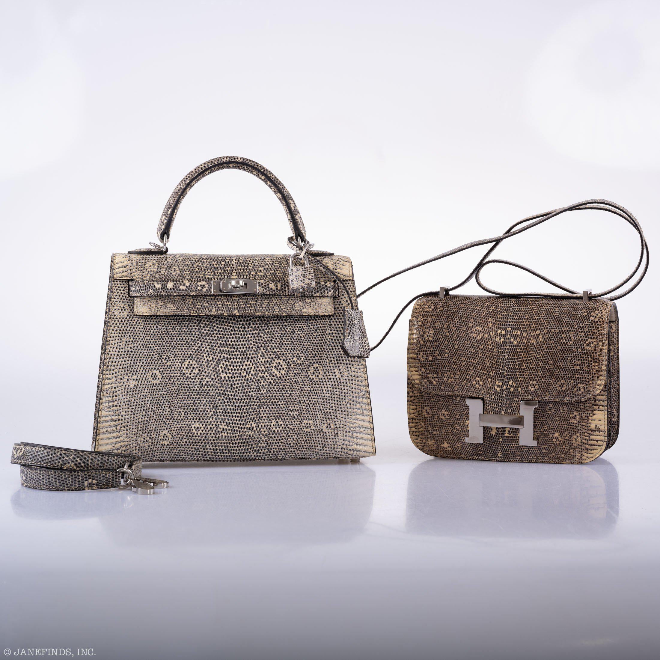 Hermès Kelly 25 Sellier Ombre Lizard Palladium Hardware