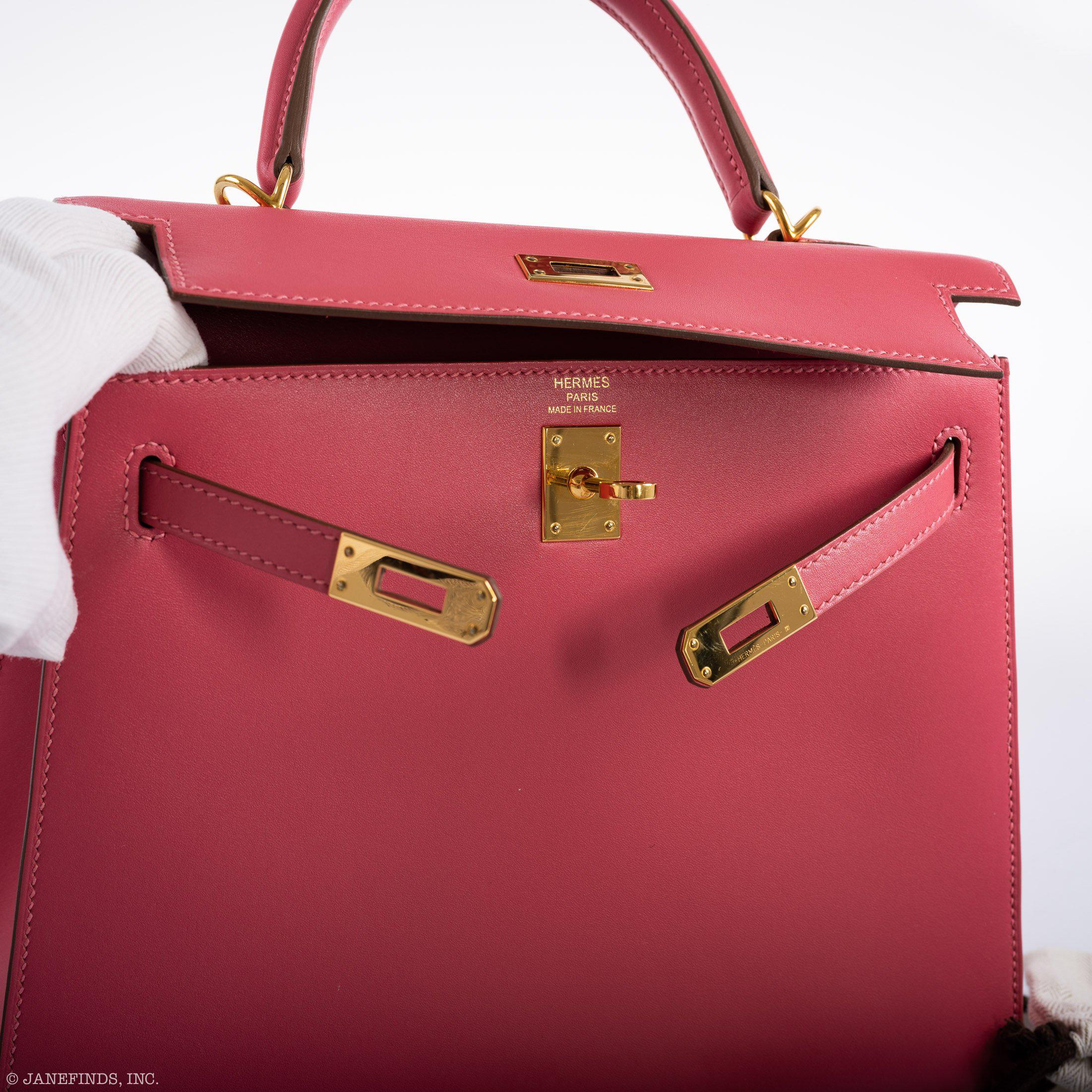 Hermès Kelly 25 Sellier Rose Lipstick Tadelakt leather Gold Hardware