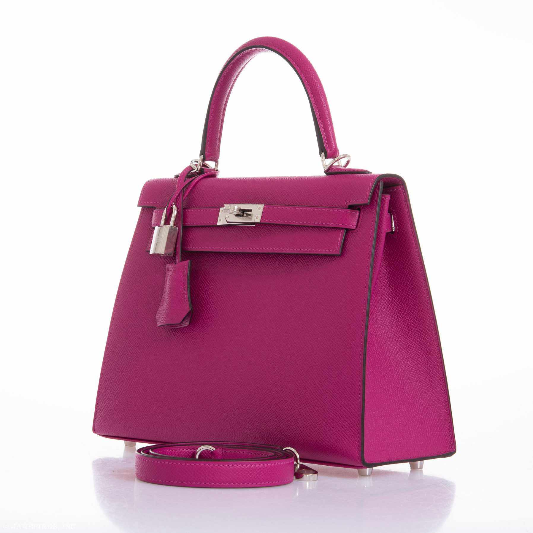 Hermès Kelly 25 Sellier Rose Pourpre Epsom Palladium Hardware