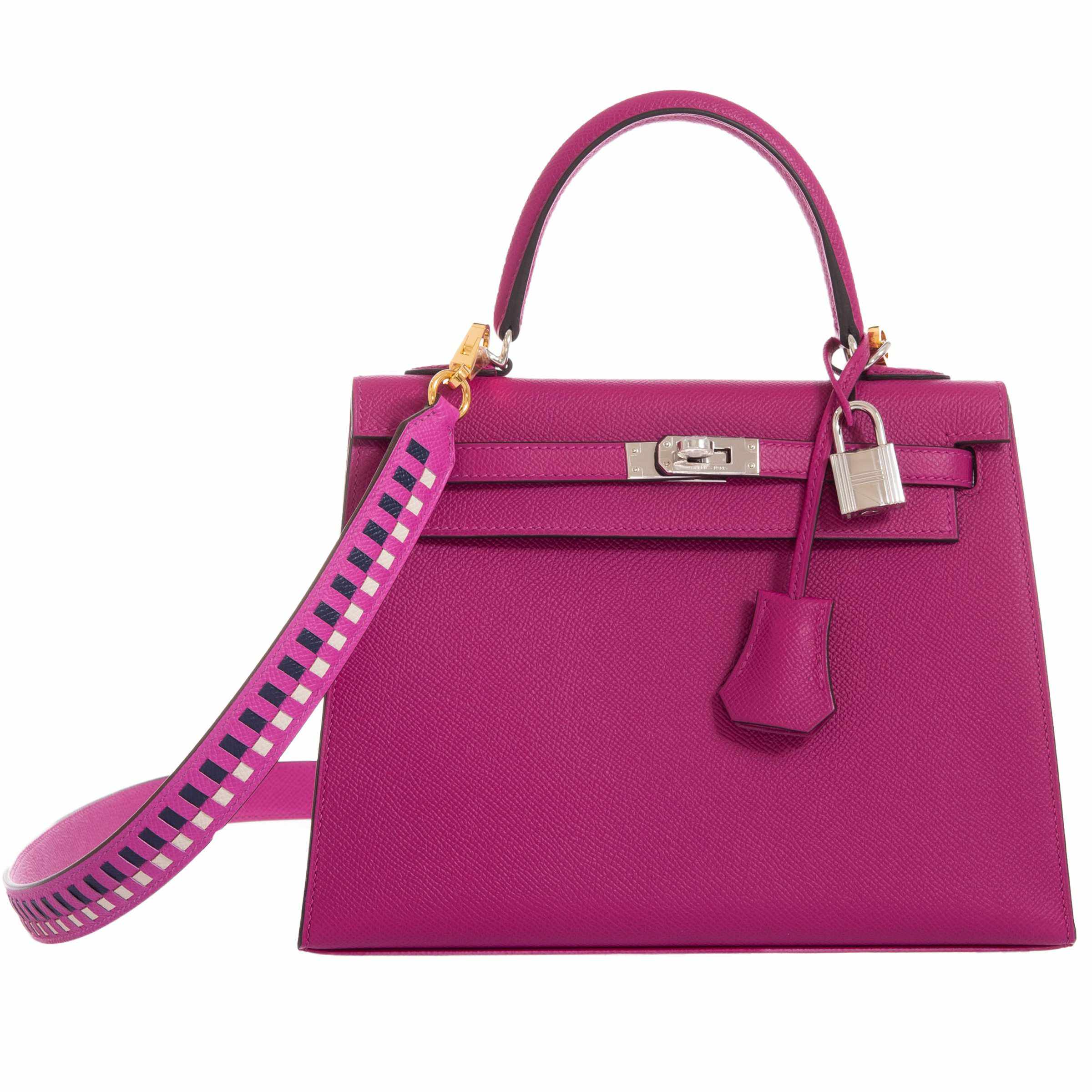 Hermès Kelly 25 Sellier Rose Pourpre Epsom Palladium Hardware
