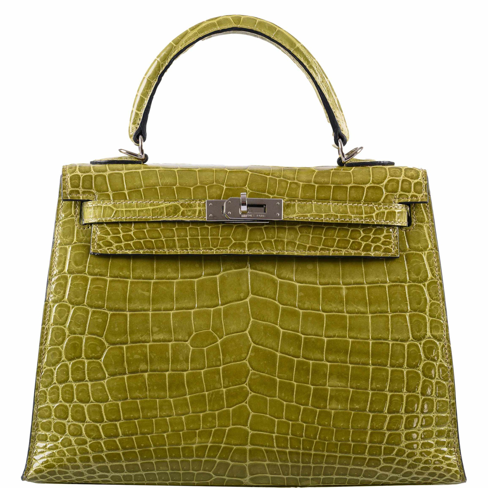 Hermes Touch Birkin Bag Green Togo with Shiny Niloticus Crocodile and  Palladium Hardware 25 Green 1765131