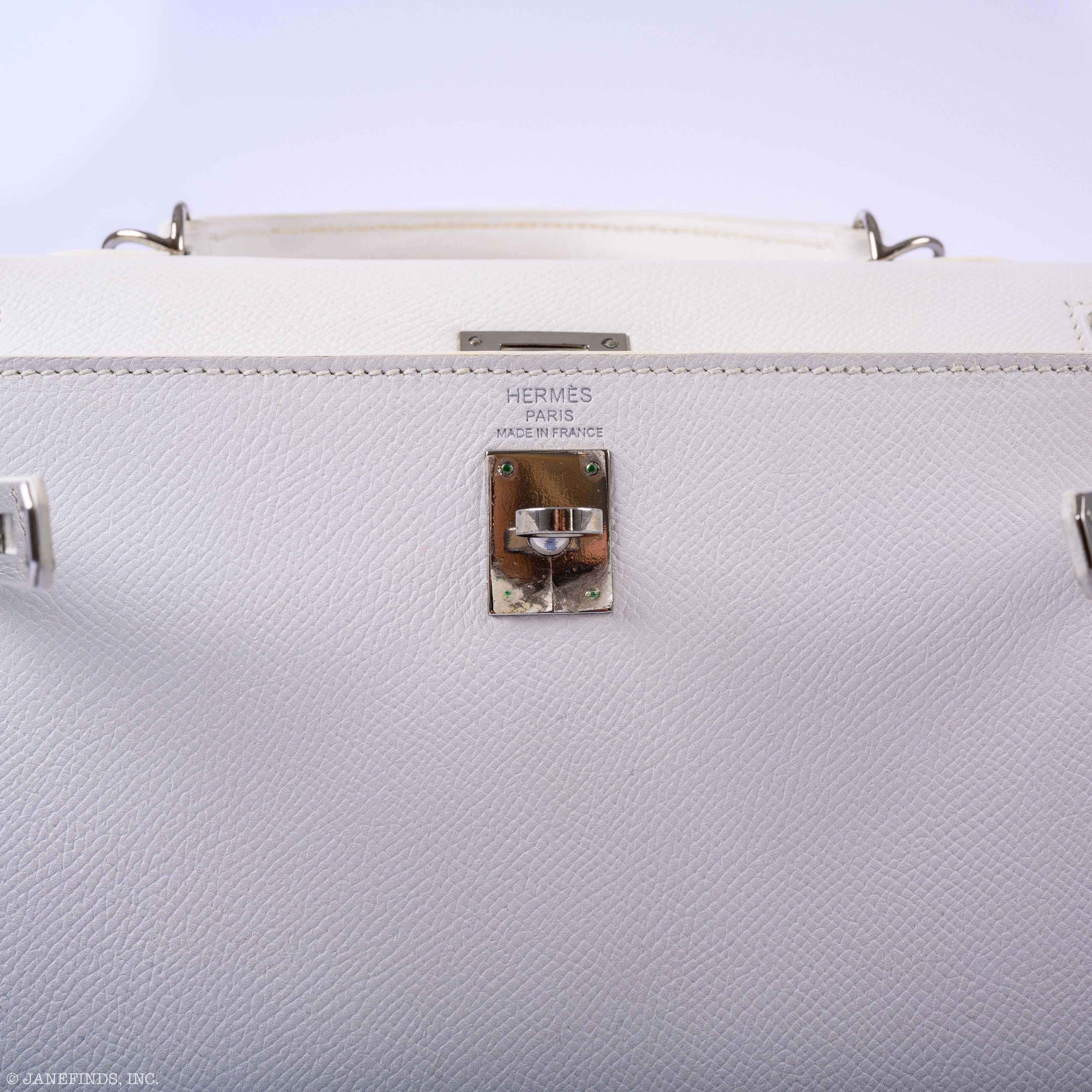 Hermès Kelly 25 Sellier White Epsom Palladium Hardware