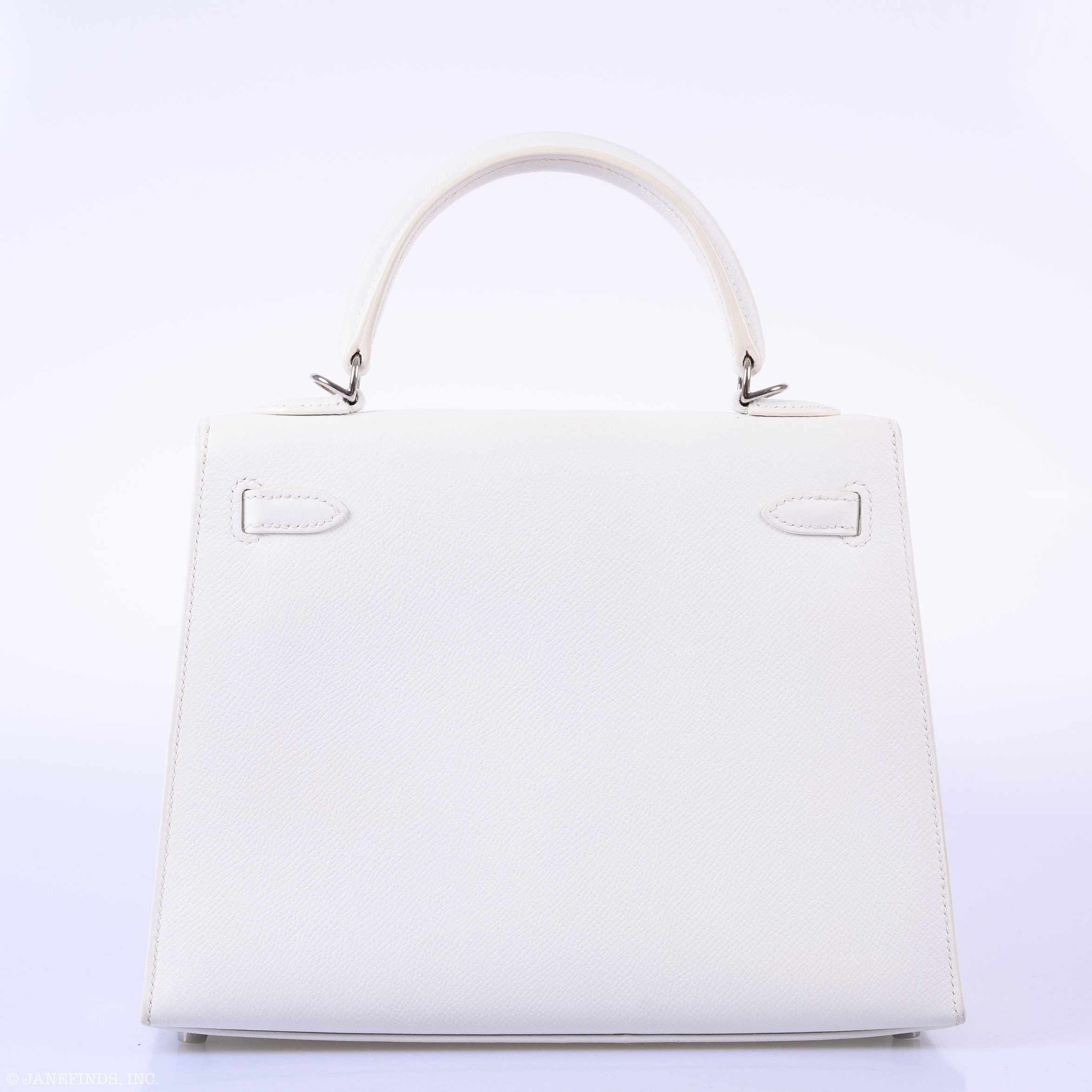 Hermès Kelly 25 Sellier White Epsom Palladium Hardware