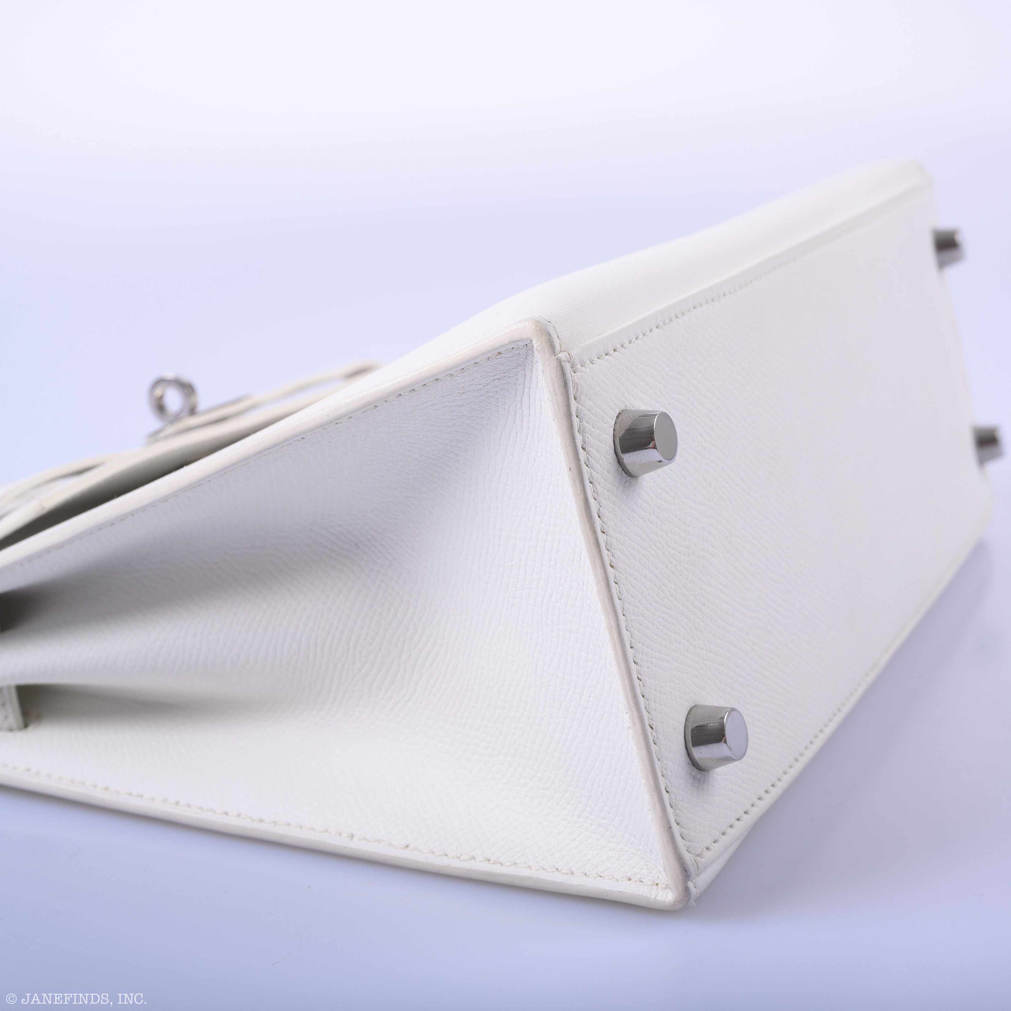 Hermès Kelly 25 Sellier White Epsom Palladium Hardware