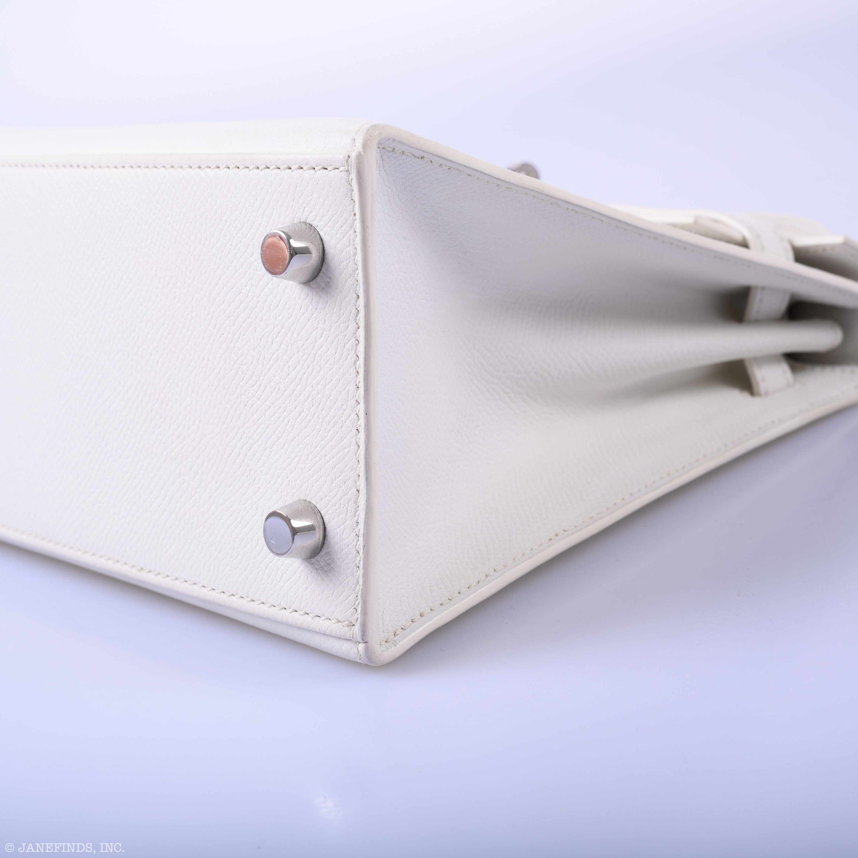 Hermès Kelly 25 Sellier White Epsom Palladium Hardware