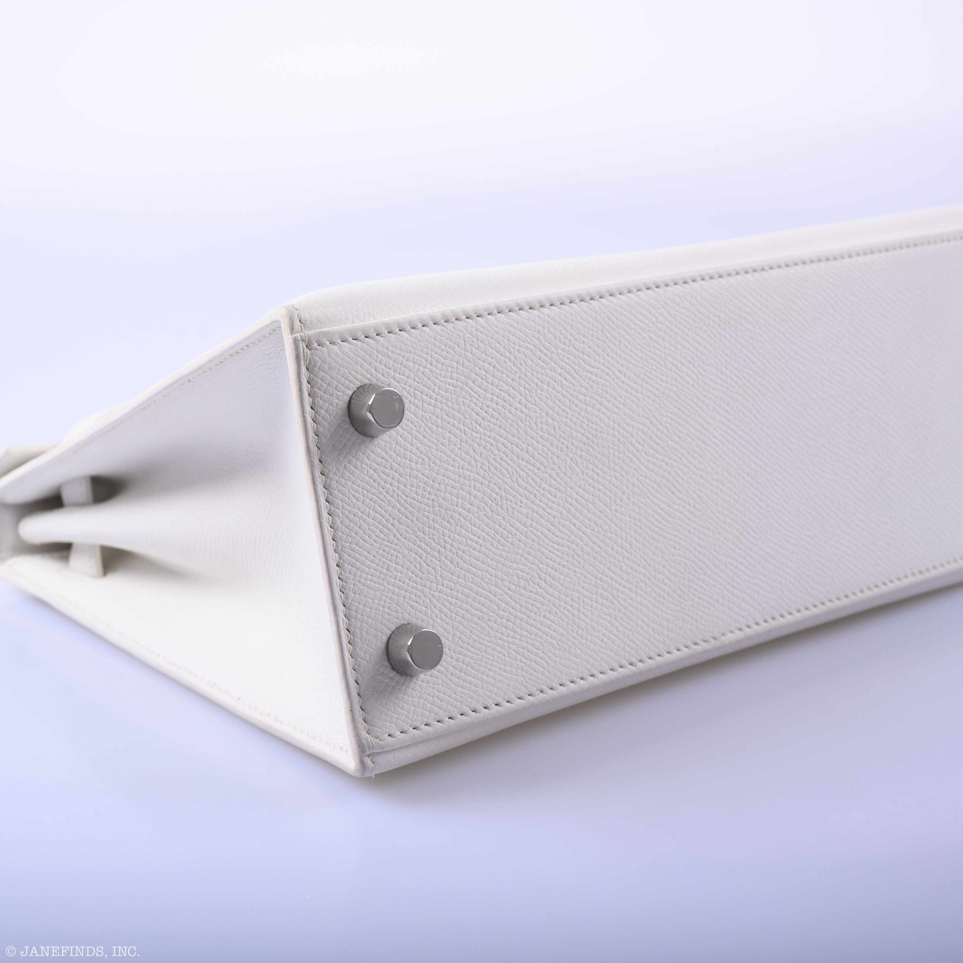 Hermès Kelly 25 Sellier White Epsom Palladium Hardware