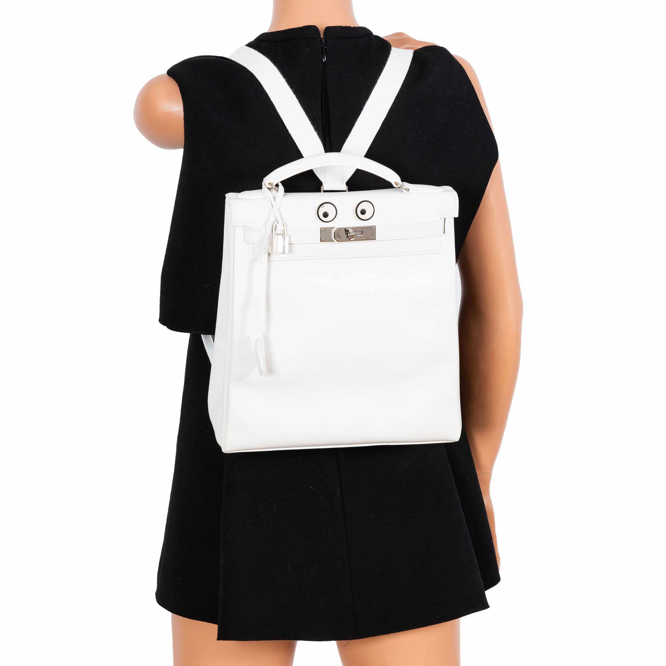 Hermès Kelly 27 Ado Backpack White Graine Palladium Hardware