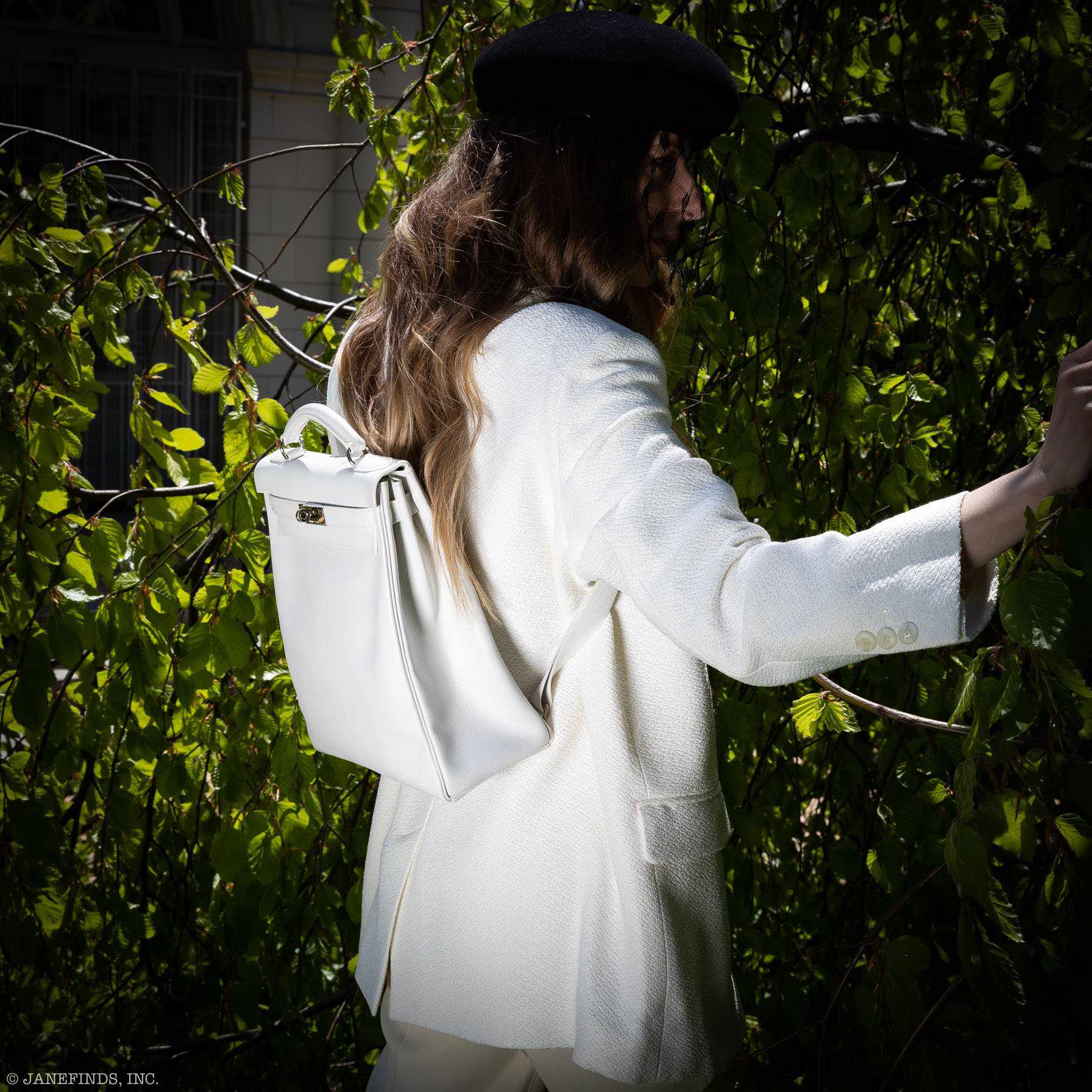 Hermès Kelly 27 Ado Backpack White Graine Palladium Hardware