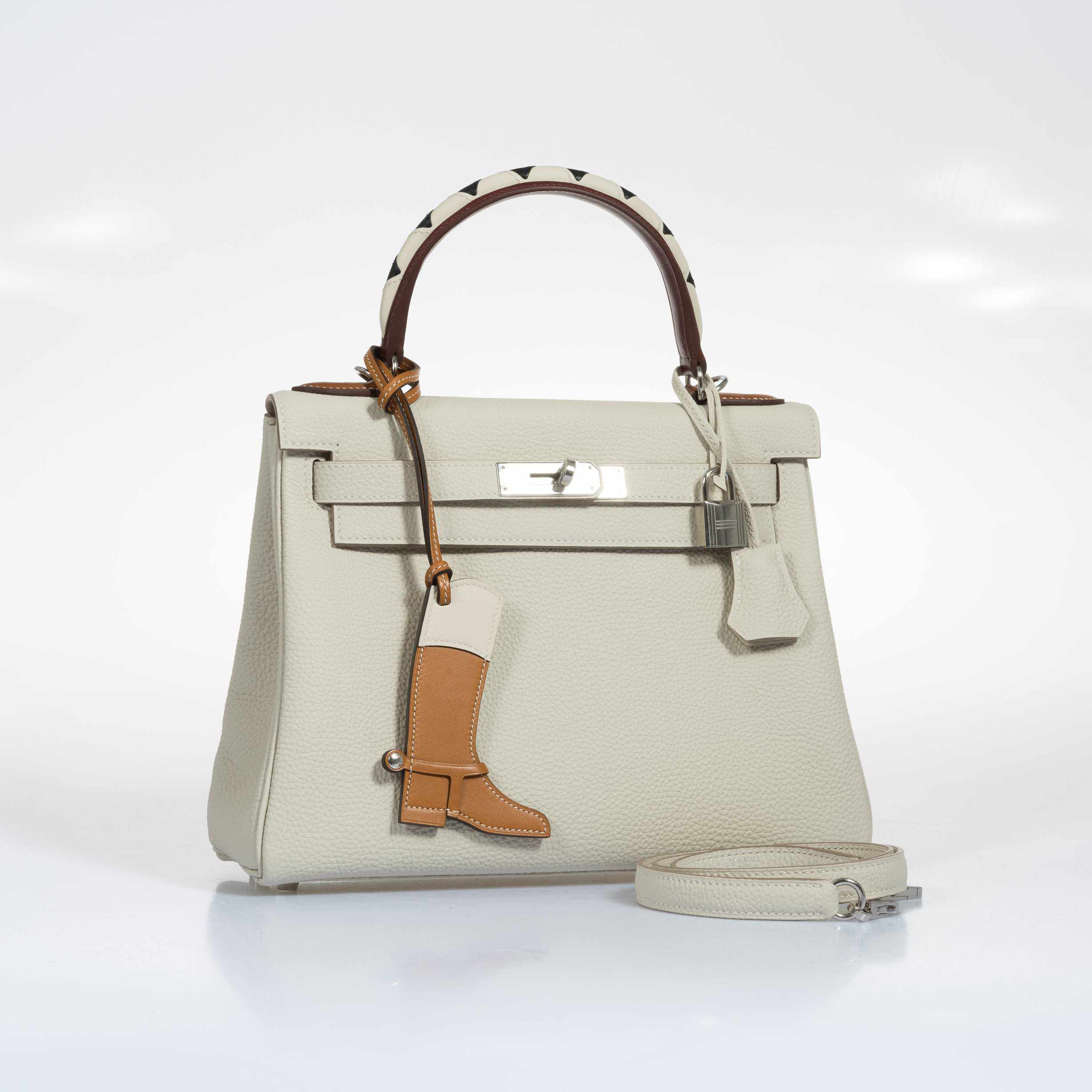 Hermès Kelly 28 Au Galop Craie Togo Palladium Hardware