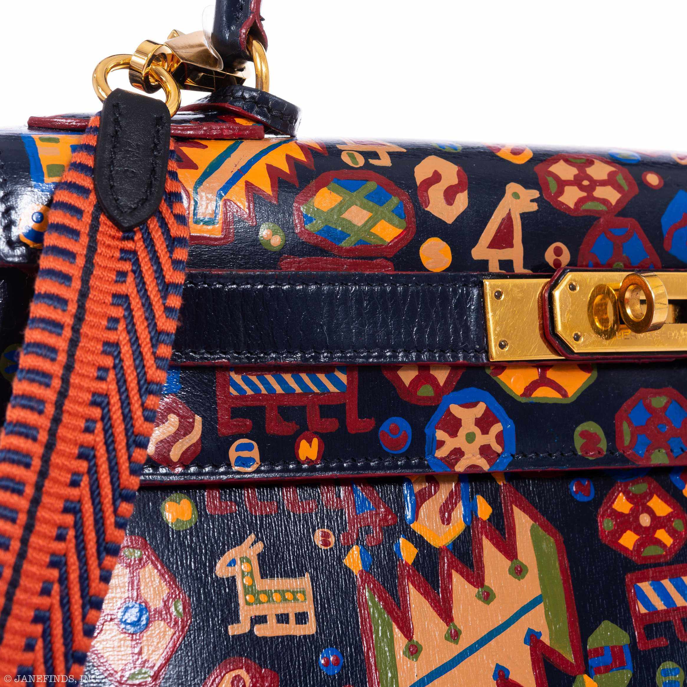 Hermès Kelly 28 Black Box Gold Hardware "The Qashqai" * JaneFinds Custom Shop