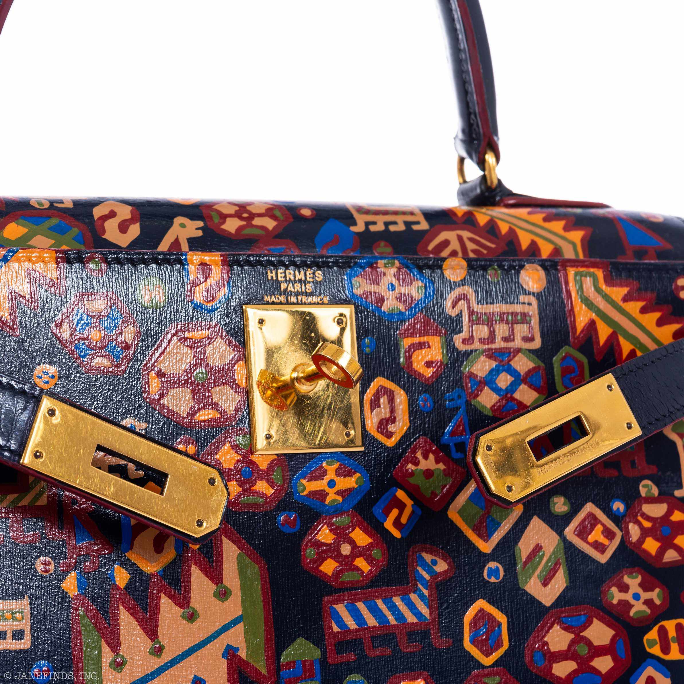 Hermès Kelly 28 Black Box Gold Hardware "The Qashqai" * JaneFinds Custom Shop