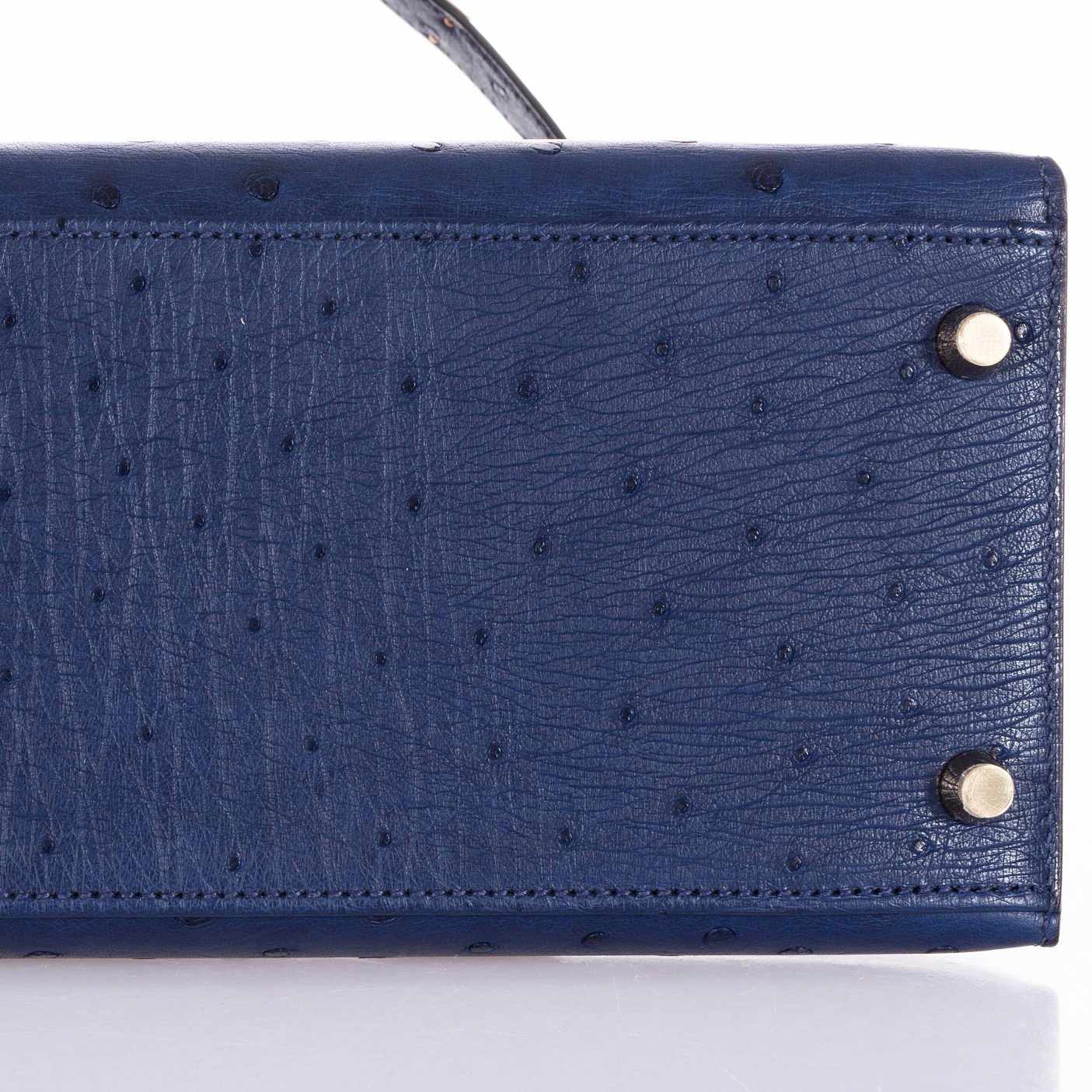 Hermès Kelly 28 Blue Iris Ostrich Gold Hardware Rare