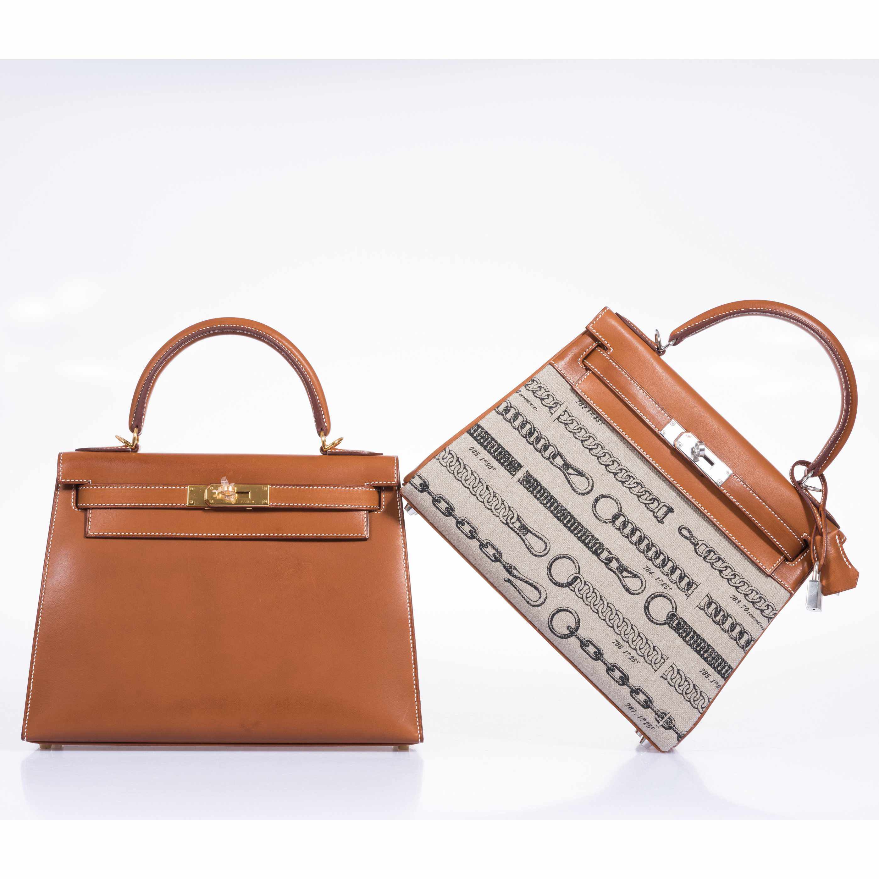 Hermès Kelly 28 De Camp Dechainee Toile And Fauve Barenia Palladium Hardware