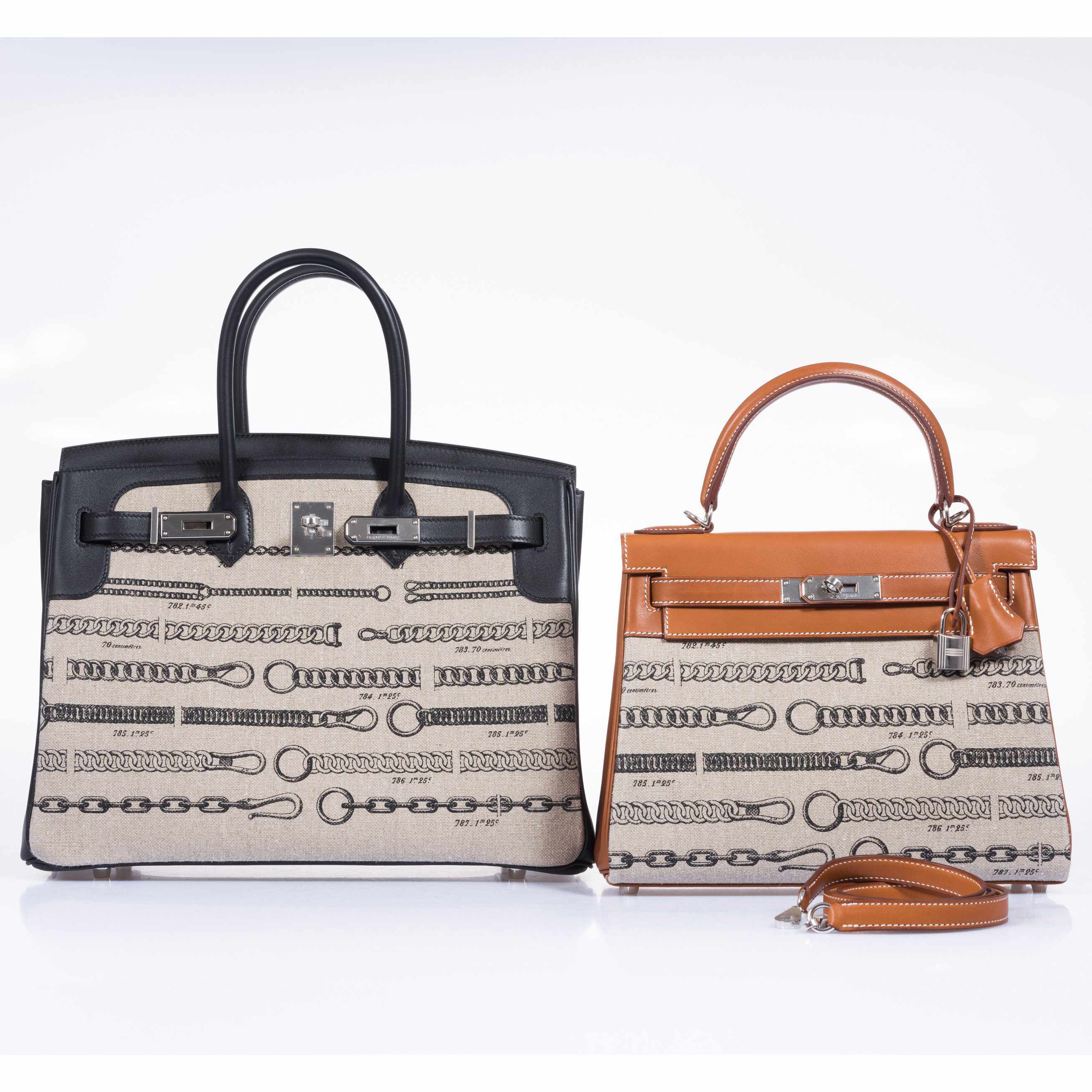 Hermès Kelly 28 De Camp Dechainee Toile And Fauve Barenia Palladium Hardware