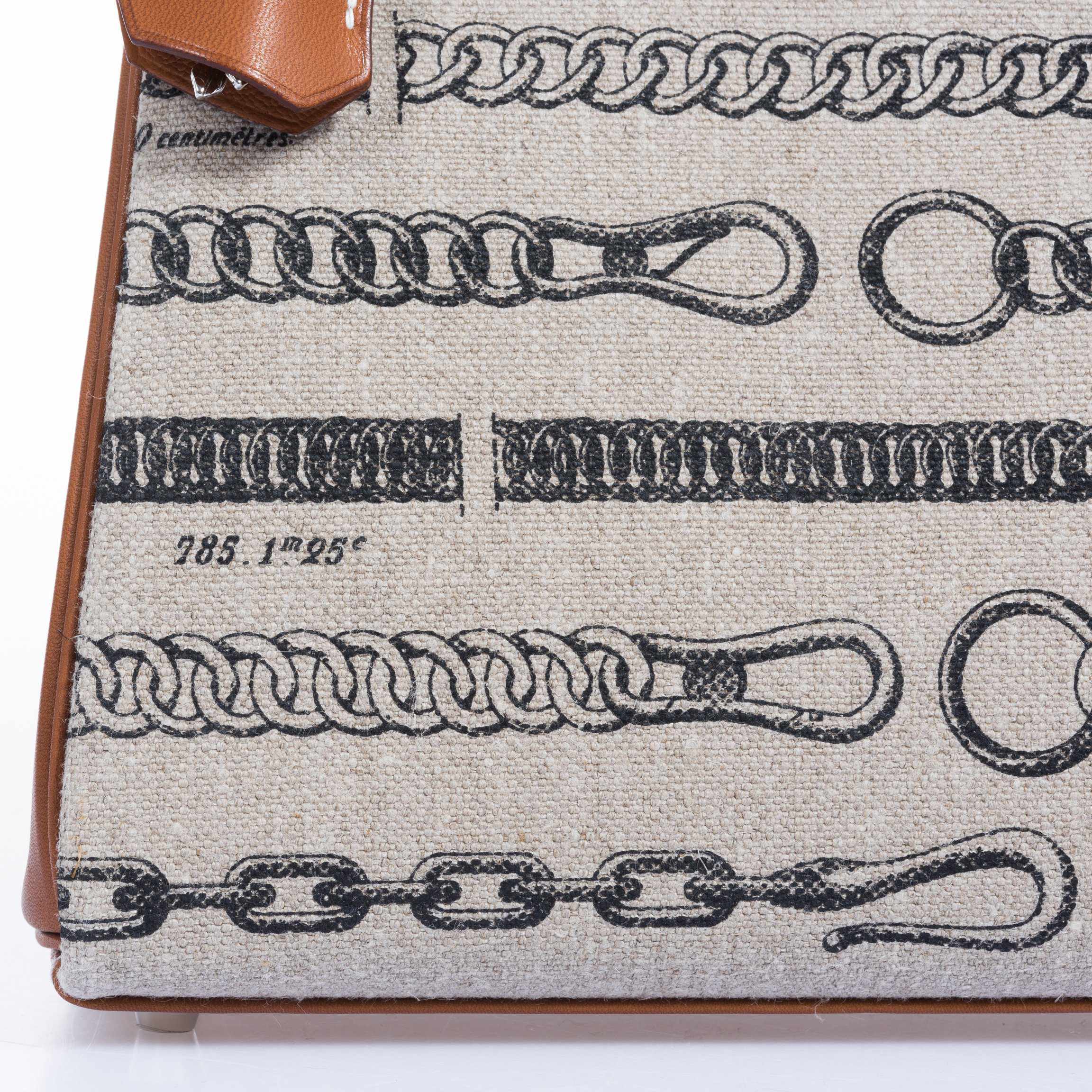 Hermès Kelly 28 De Camp Dechainee Toile And Fauve Barenia Palladium Hardware