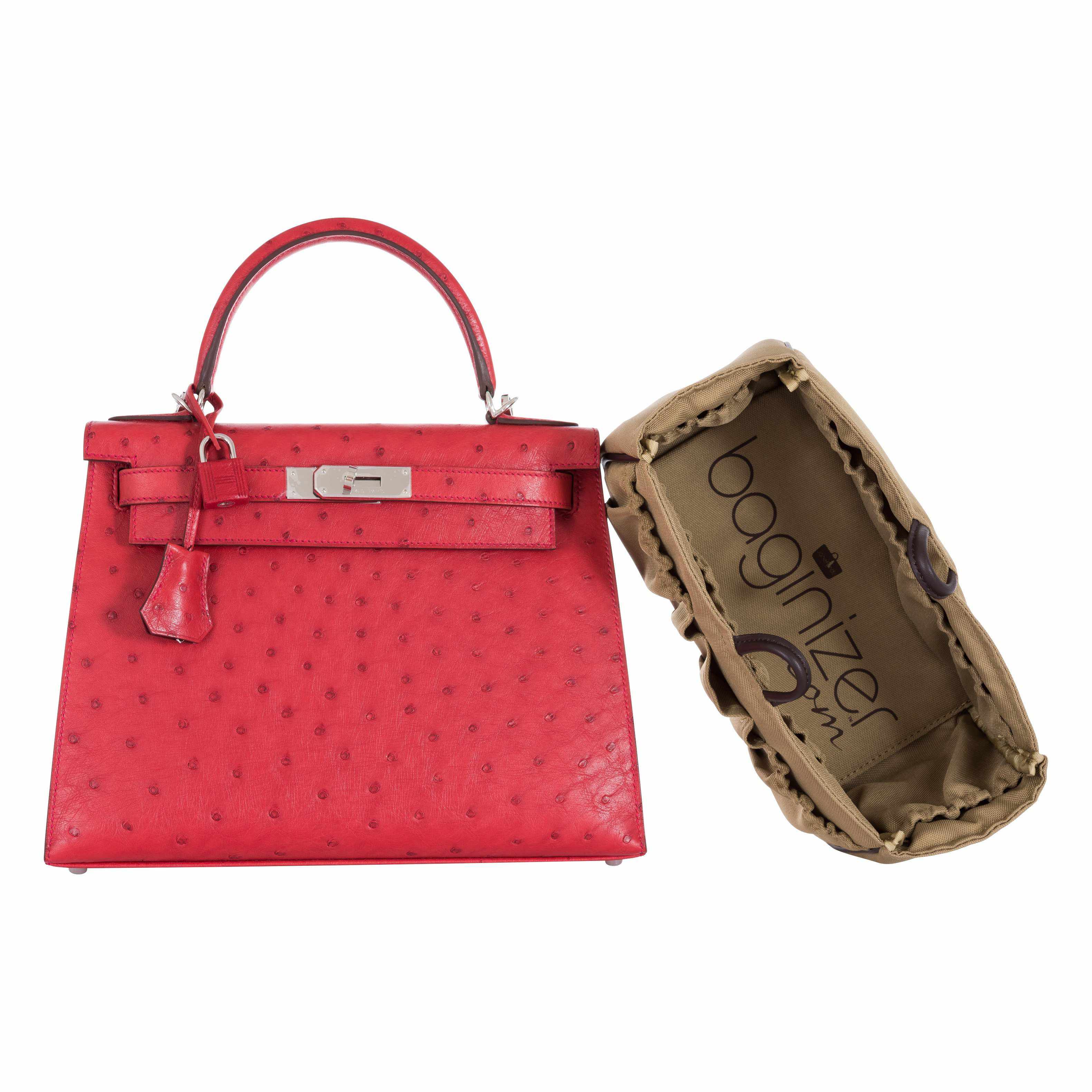Hermès Kelly 28 Ostrich Rouge Vif Palladium Hardware