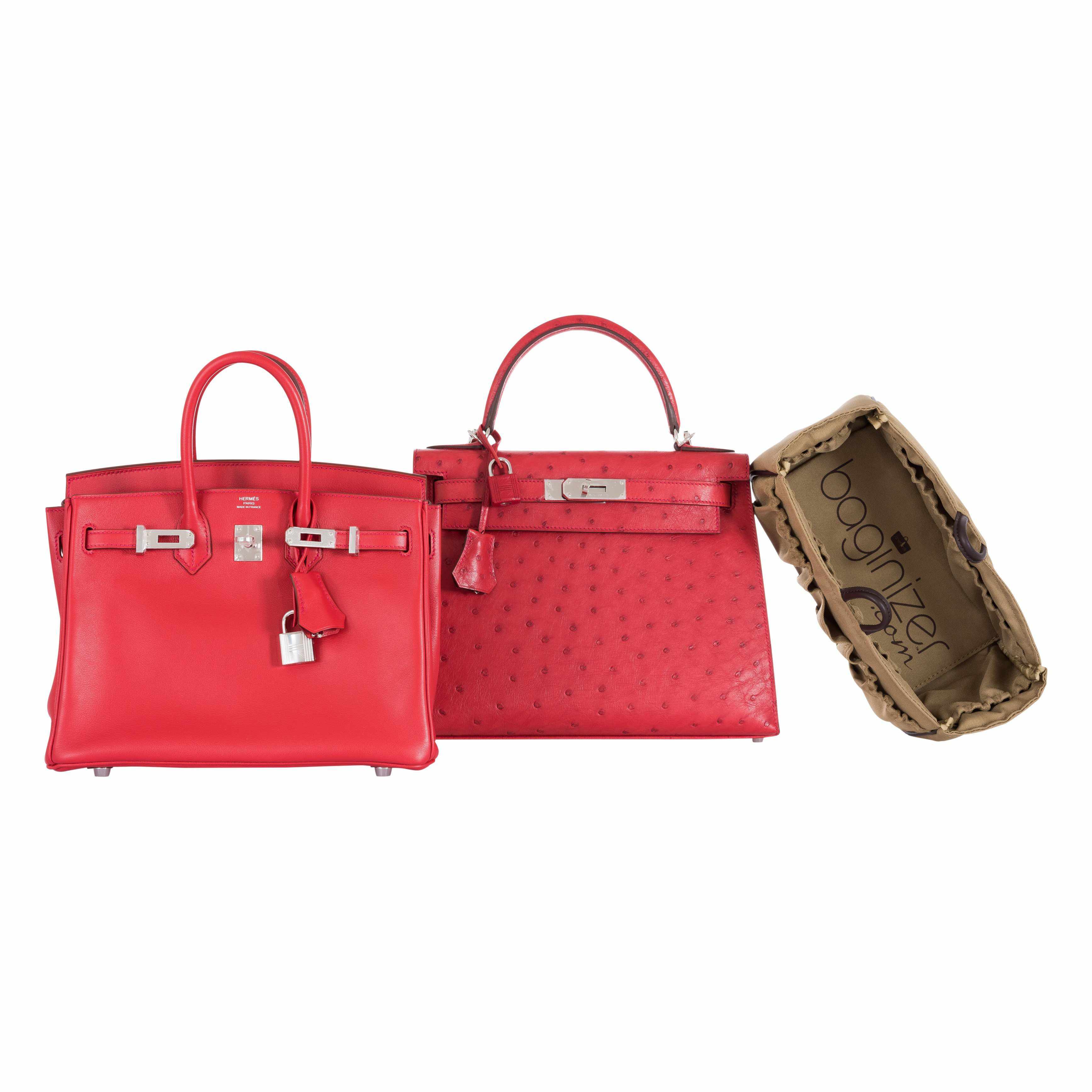 Hermès Kelly 28 Ostrich Rouge Vif Palladium Hardware