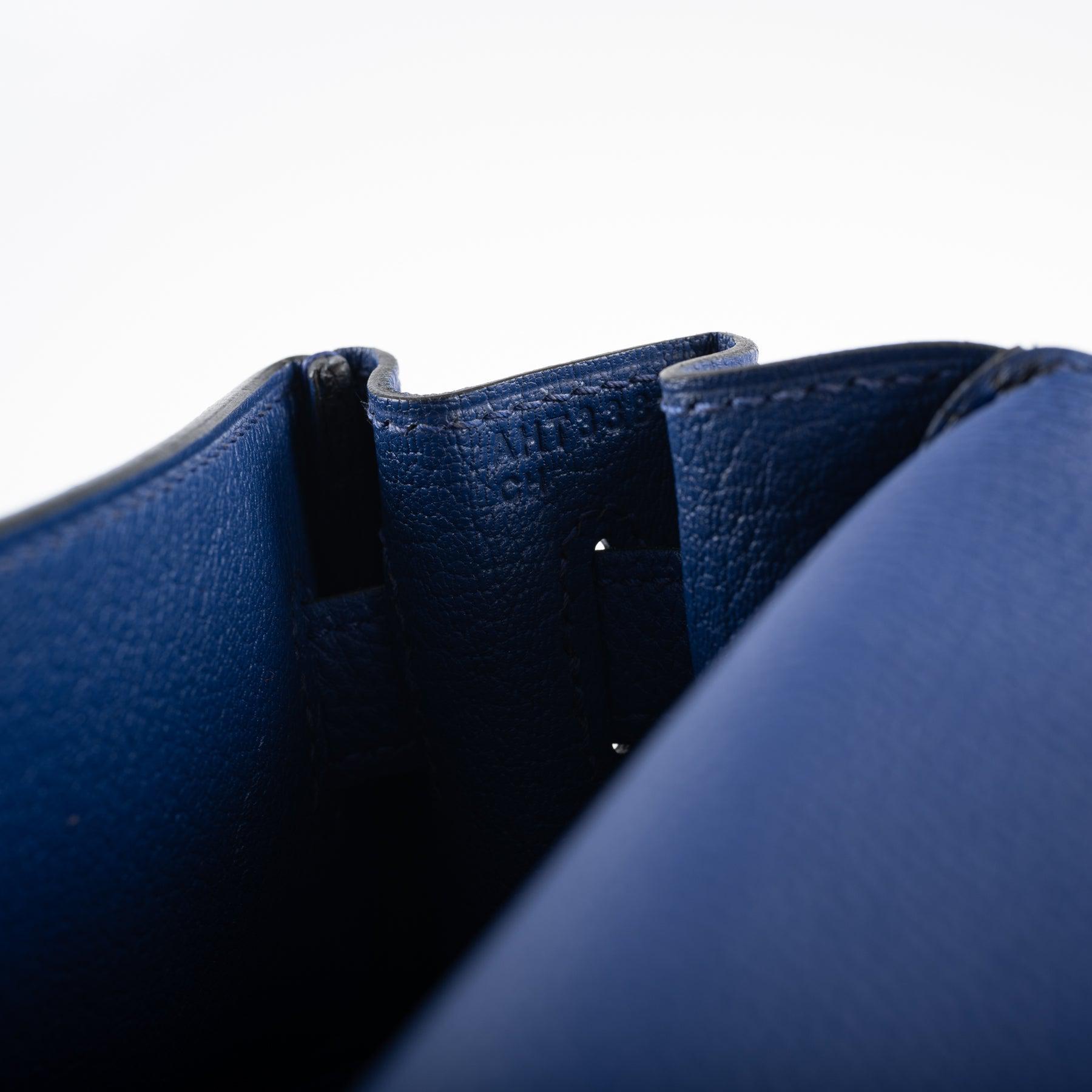 Hermès Kelly 28 Retourne Au Galop Blue Electric, Yellow and Black Togo Palladium Hardware