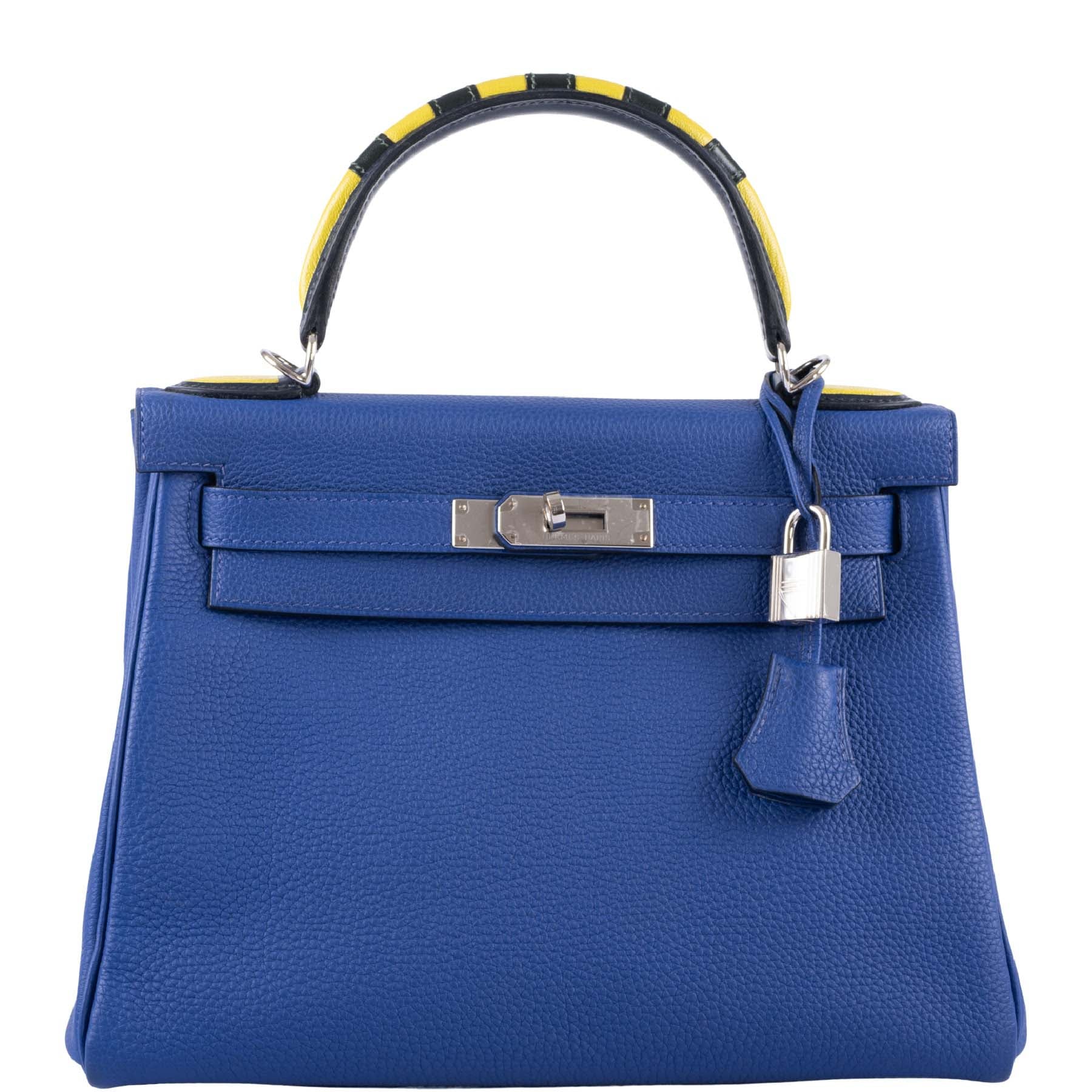 Pre- Order - HERMES Kelly 28 Blue Electric Shining Porosus Crocodile Silver  Hardware - Fashion Handbag Collections
