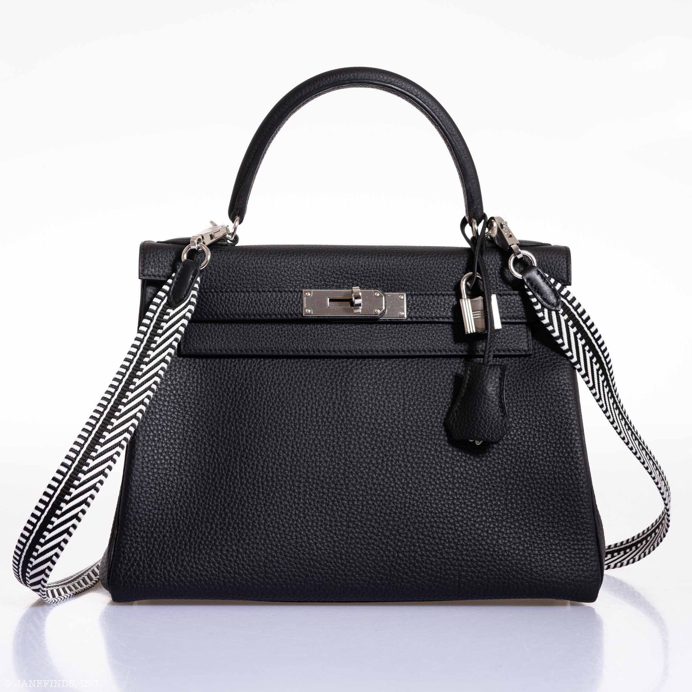 Hermès Kelly 28 Retourne Black Togo Palladium Hardware