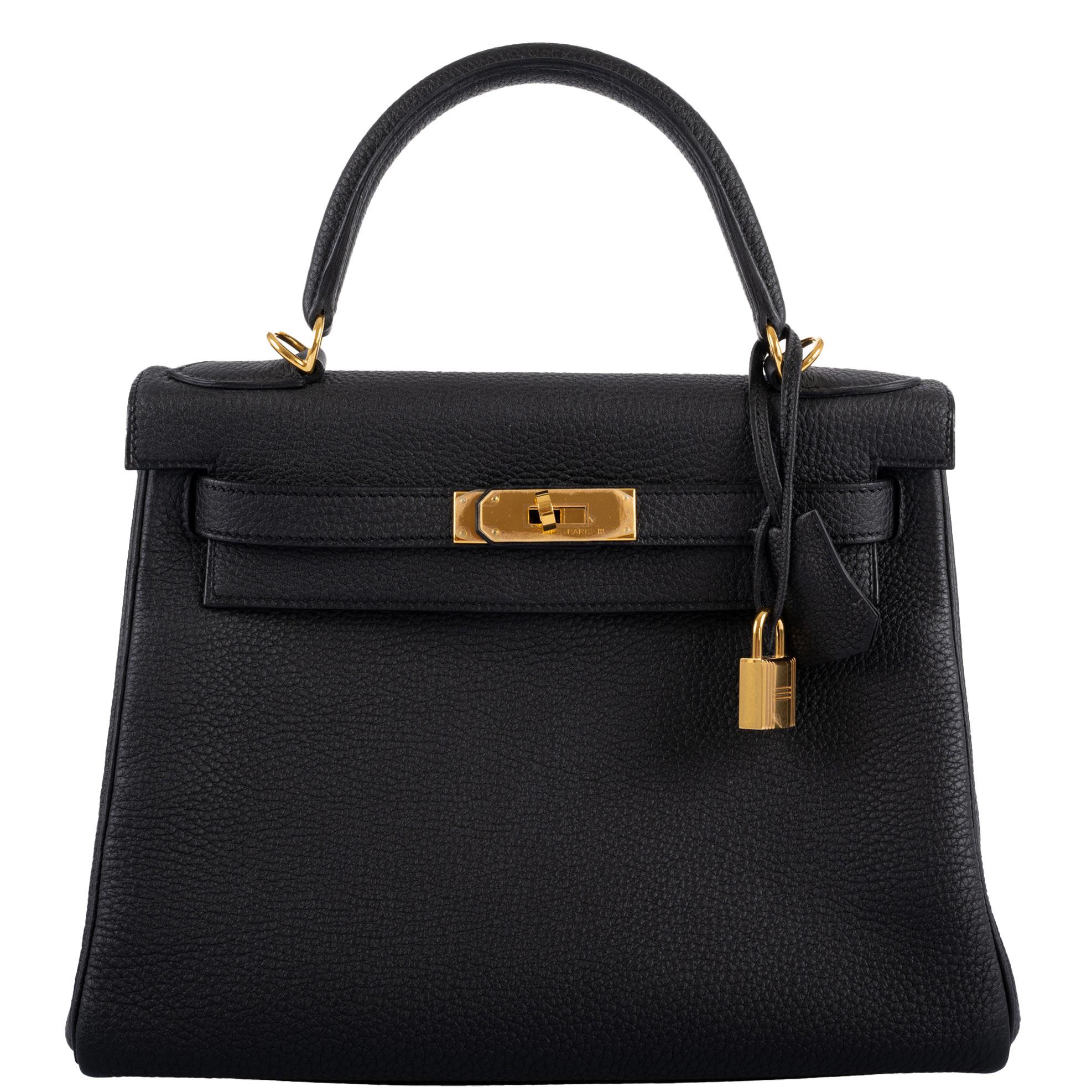 Hermès Kelly 28 Retourne Black Togo with Gold Hardware