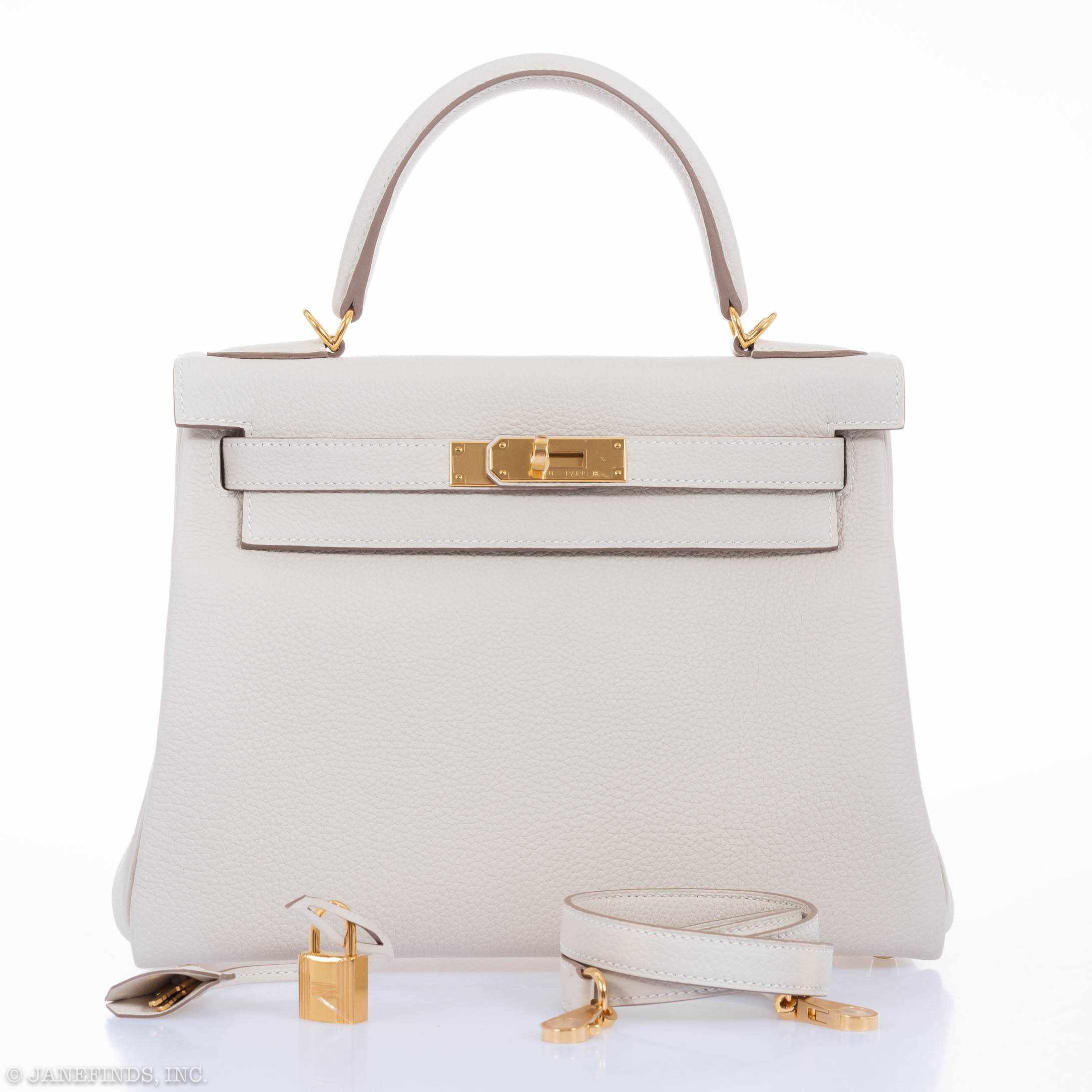 Hermès Kelly 28 Retourne Craie Togo Gold Hardware