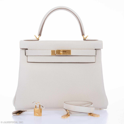 Hermès Kelly 28 Retourne Craie Togo Gold Hardware