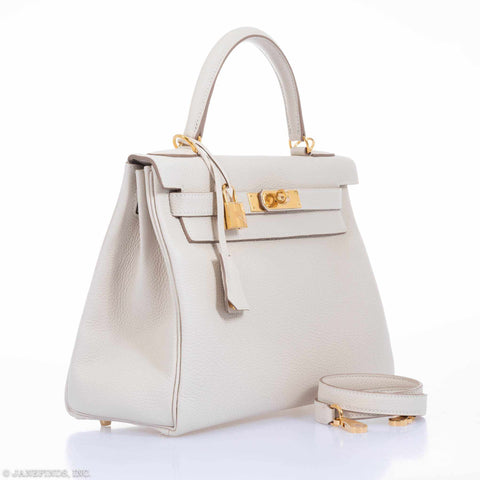 Hermès Kelly 28 Retourne Craie Togo Gold Hardware