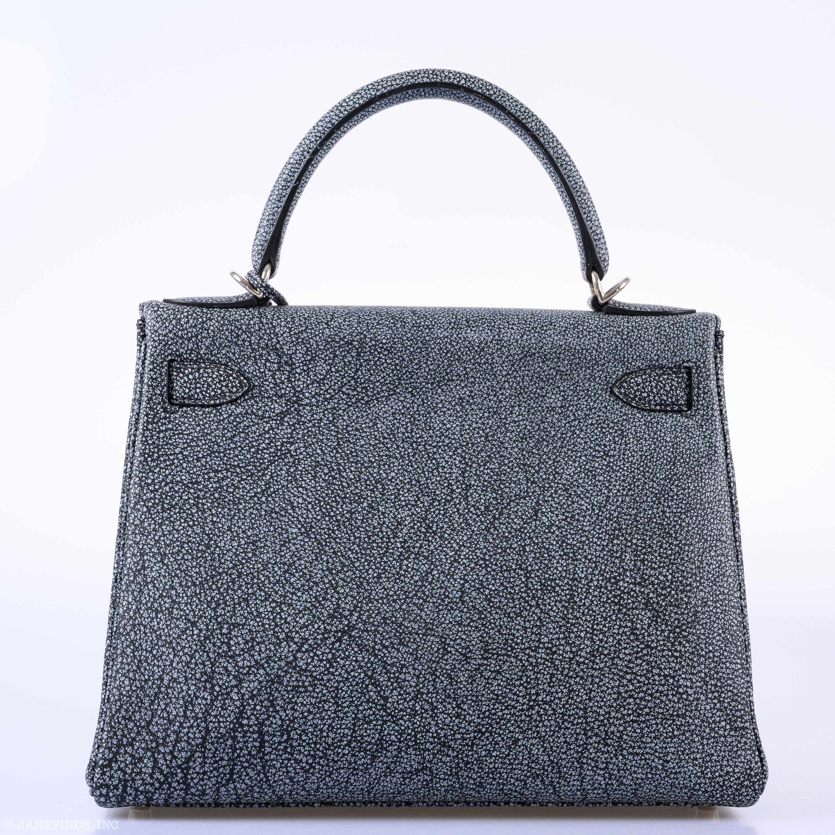 Hermès Kelly 28 Retourne Dalmatian Buffalo Leather Palladium Hardware