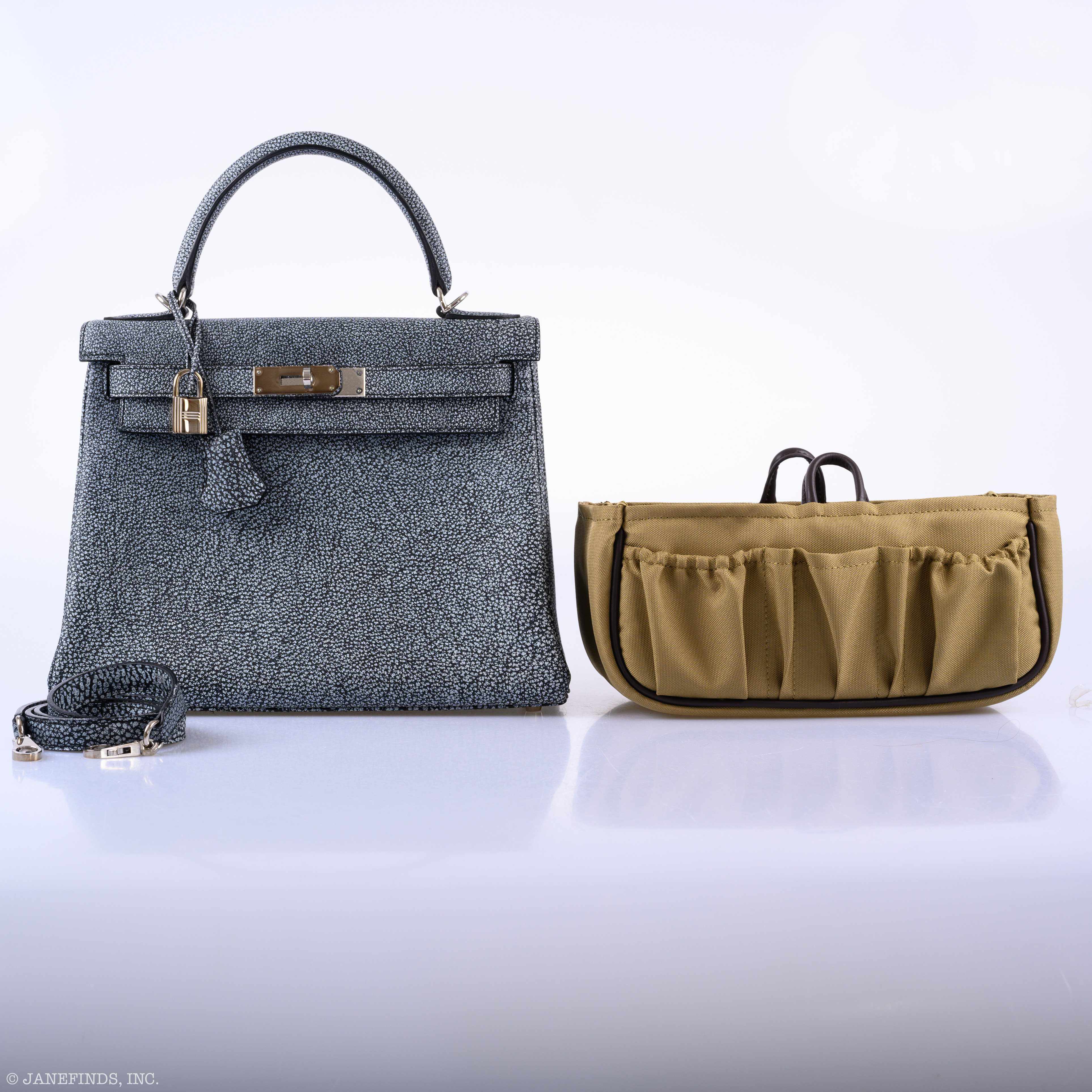 Hermès Kelly 28 Retourne Dalmatian Buffalo Leather Palladium Hardware