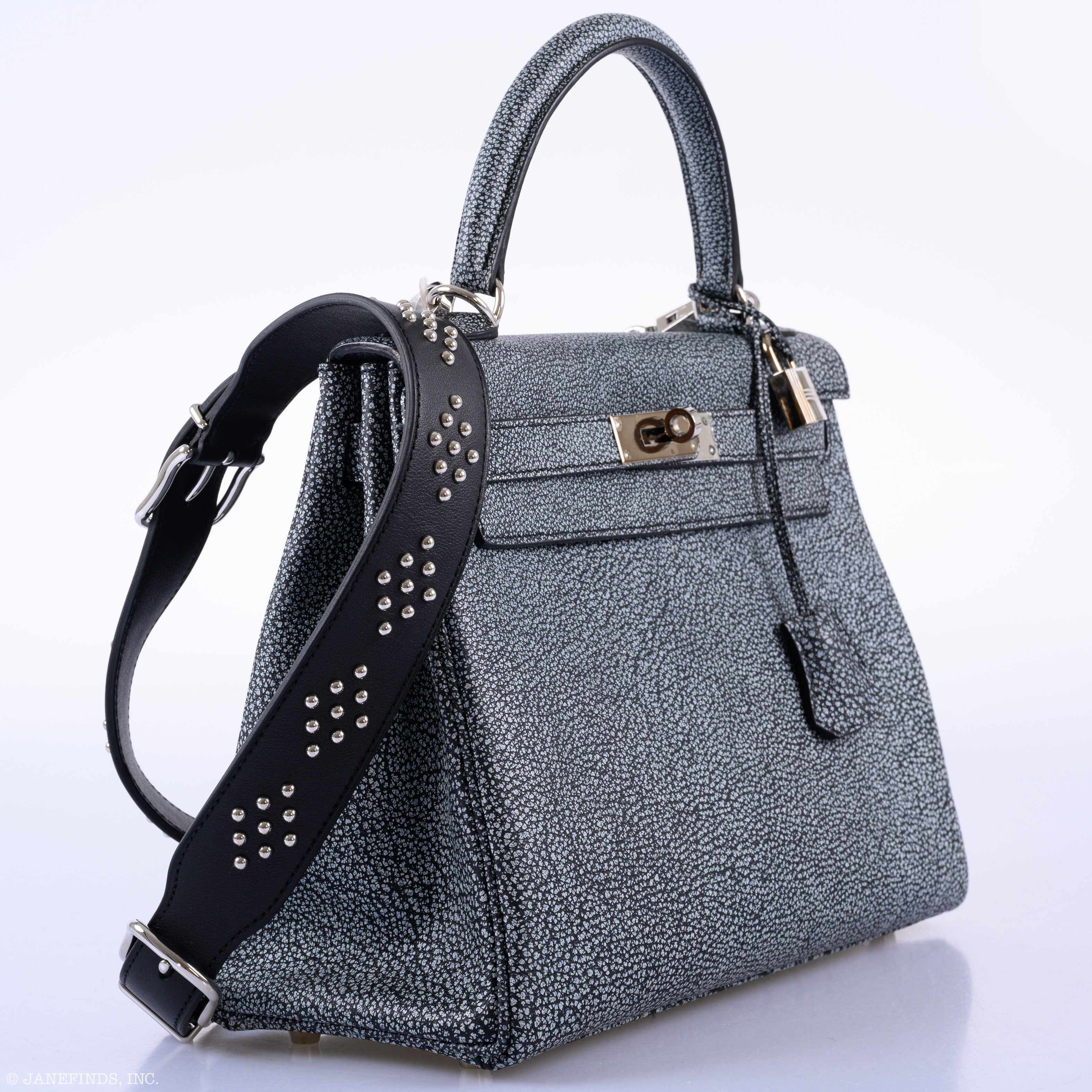 Hermès Kelly 28 Retourne Dalmatian Buffalo Leather Palladium Hardware