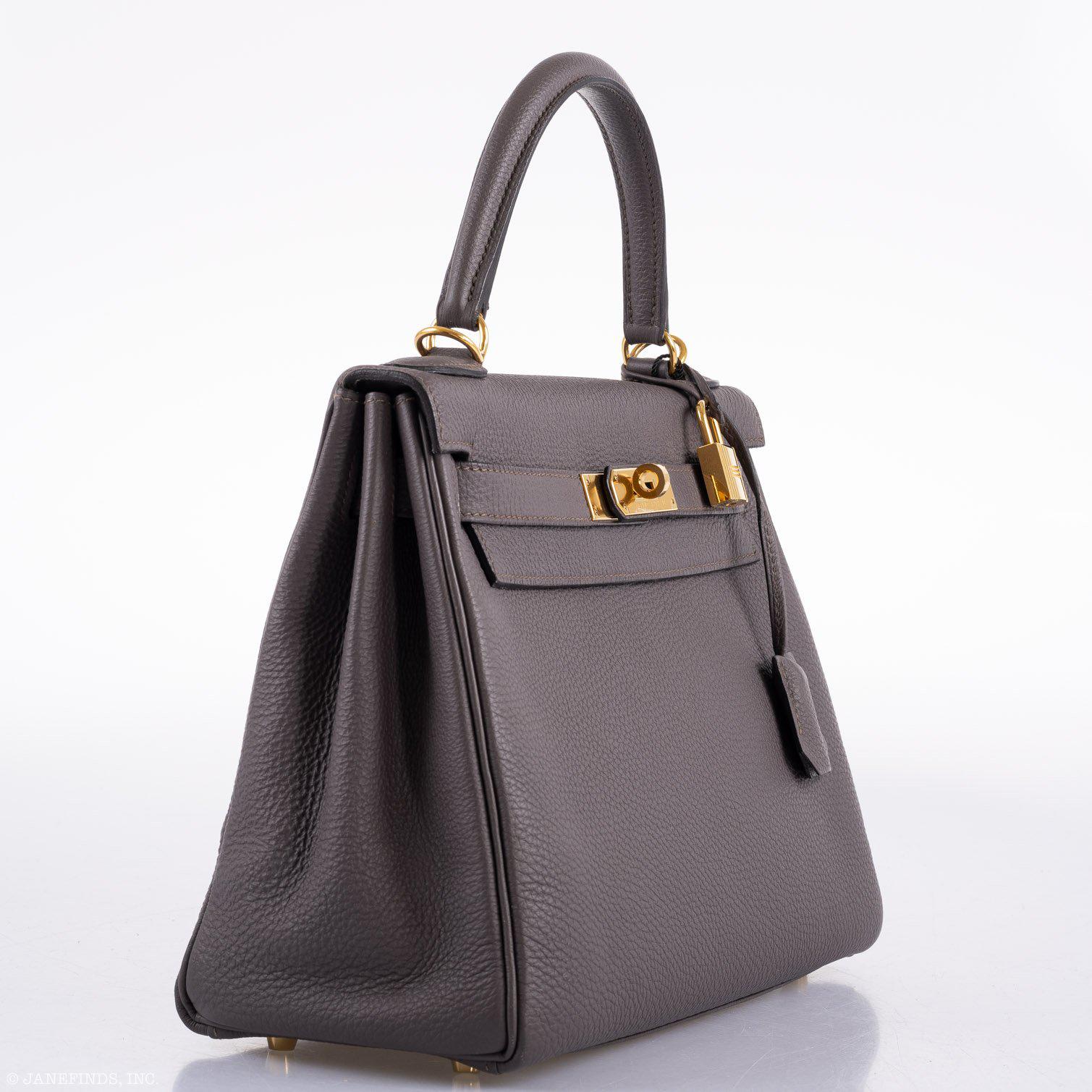 Hermès Kelly 28 Retourne Etain Togo Leather Gold Hardware