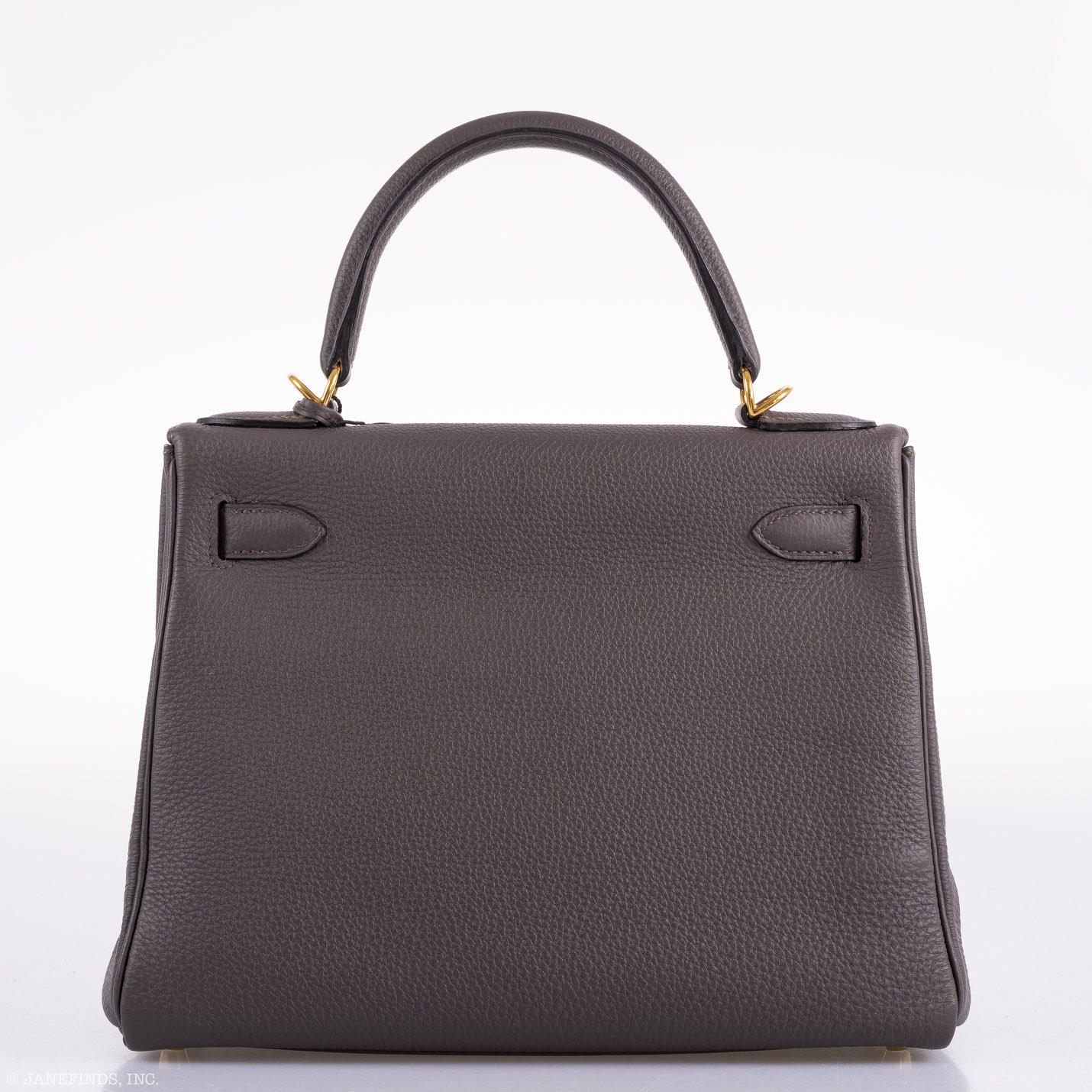 Hermès Kelly 28 Retourne Etain Togo Leather Gold Hardware