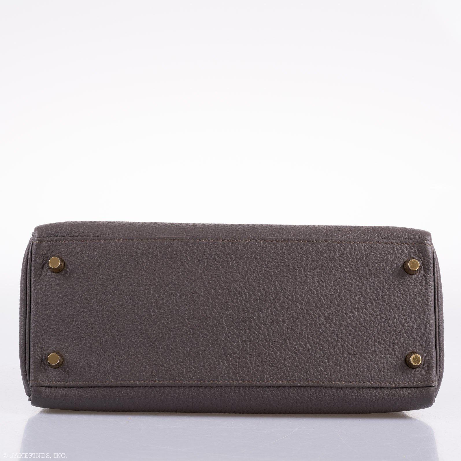 Hermès Kelly 28 Retourne Etain Togo Leather Gold Hardware